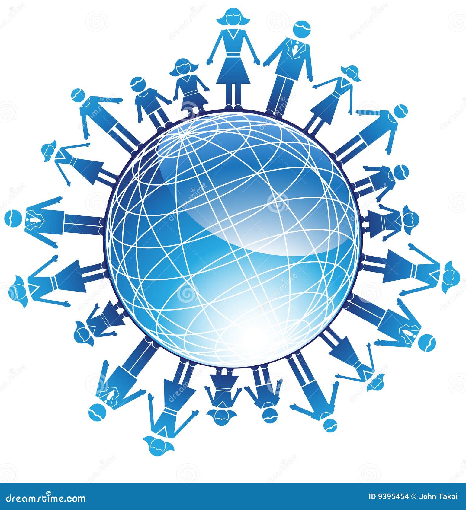 3D Globe with Surrounding Family Stock Vector Illustration of boys