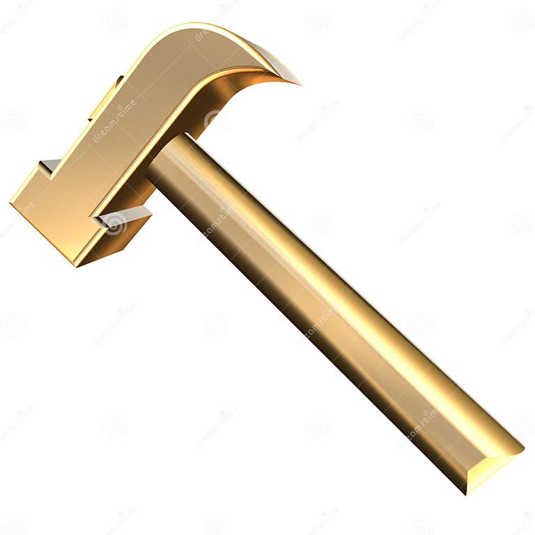 3D golden hammer stock illustration. Illustration of heavy 5813068