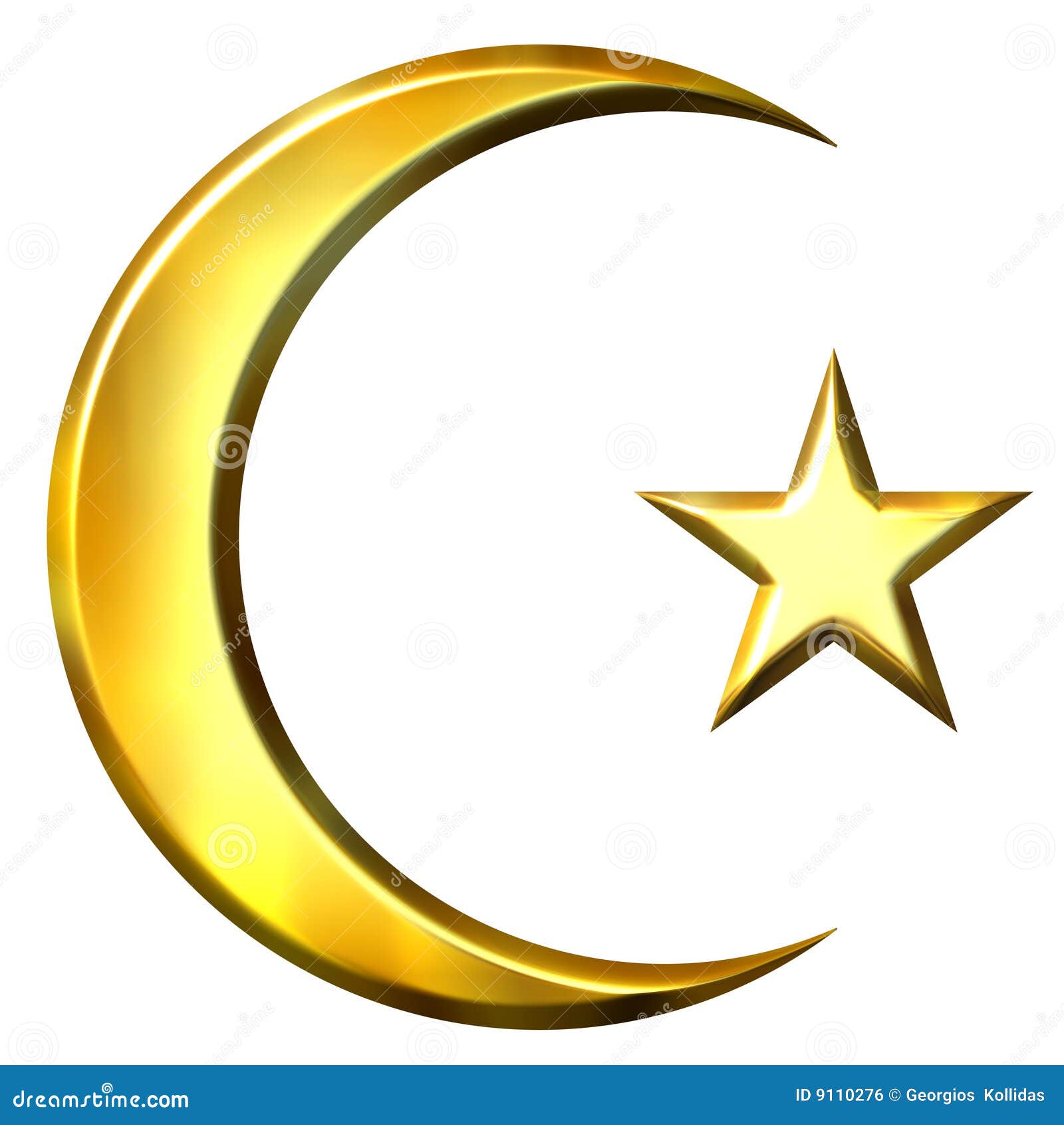 3D Golden Islamic Symbol stock illustration. Illustration of muslim