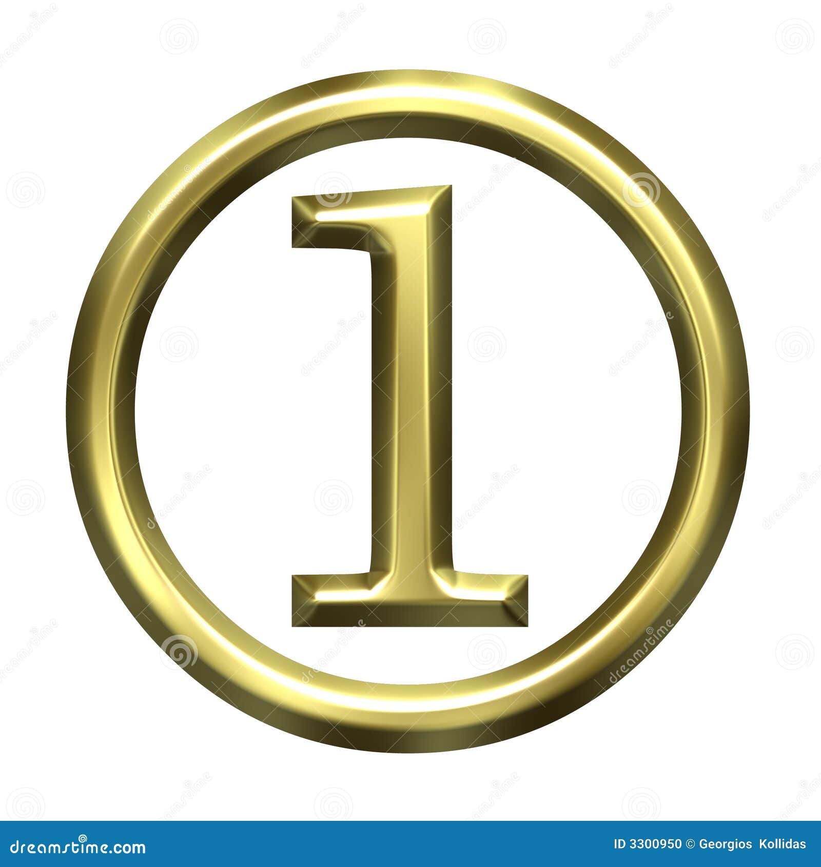 3D Golden Number 1 stock illustration. Illustration of circle - 3300950