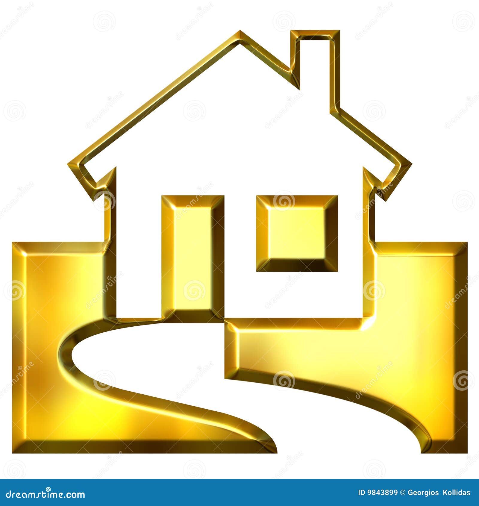 3D Golden Real Estate stock illustration. Illustration of metallic