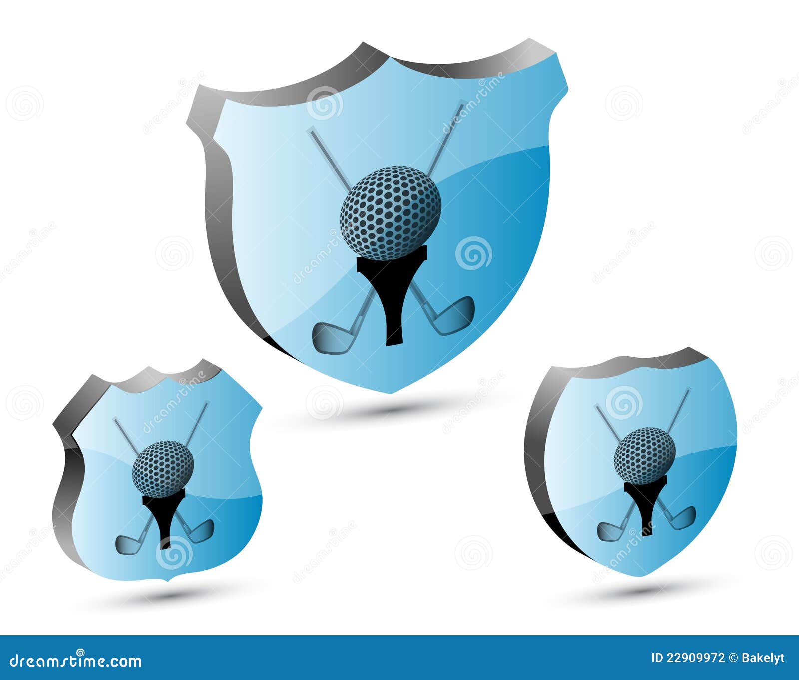 3D golf shield set stock illustration. Illustration of recreational