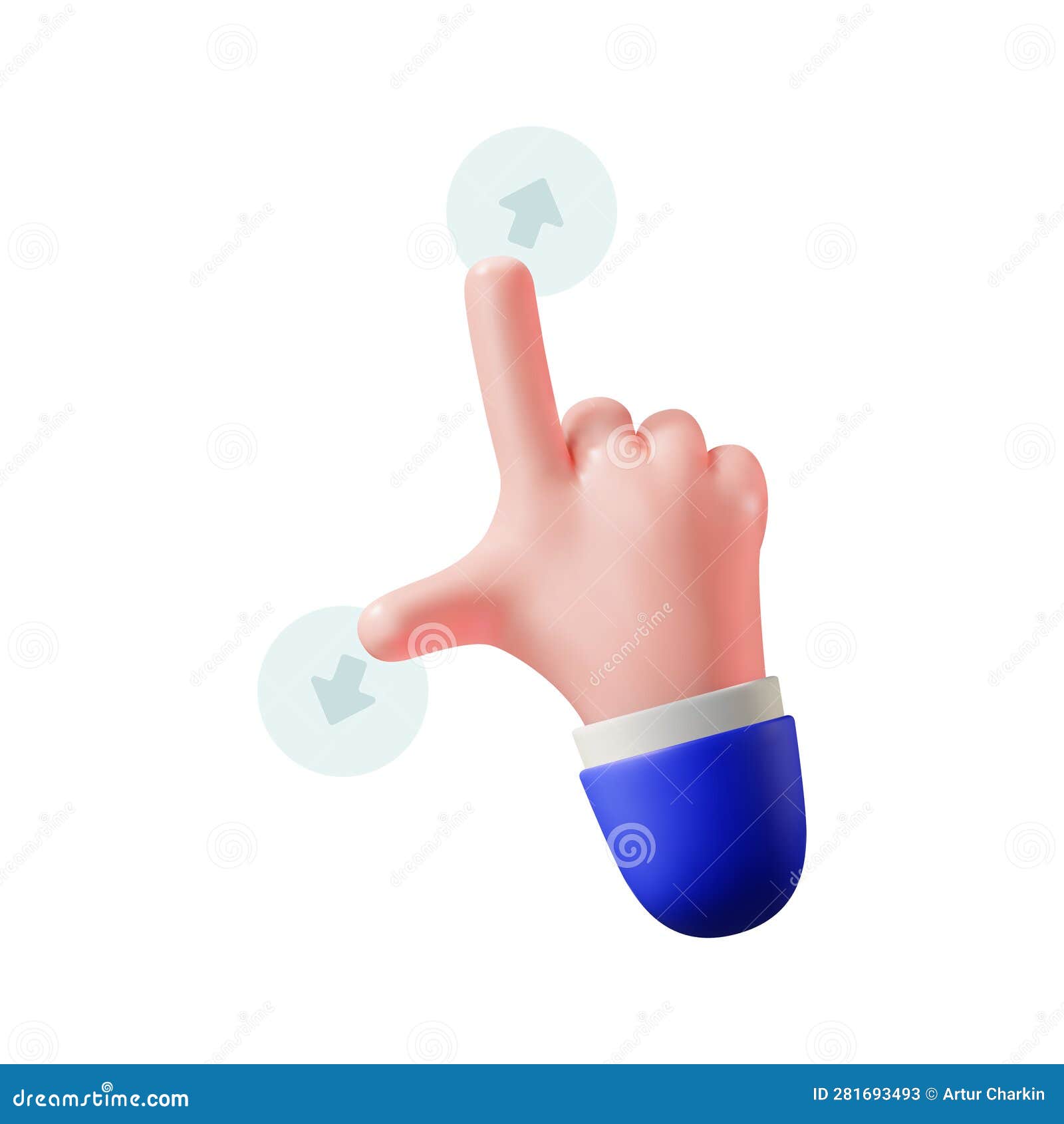 3d Hand Gesture Zoom on Touchscreen. Isolated on White Background Stock
