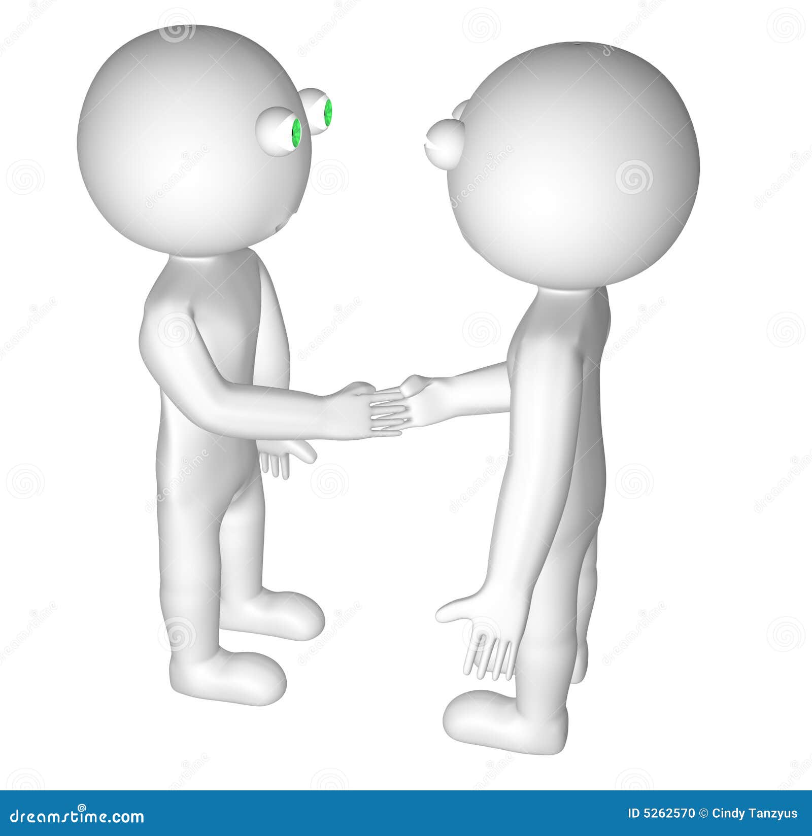 3D Handshake. Two 3D characters shake hands.