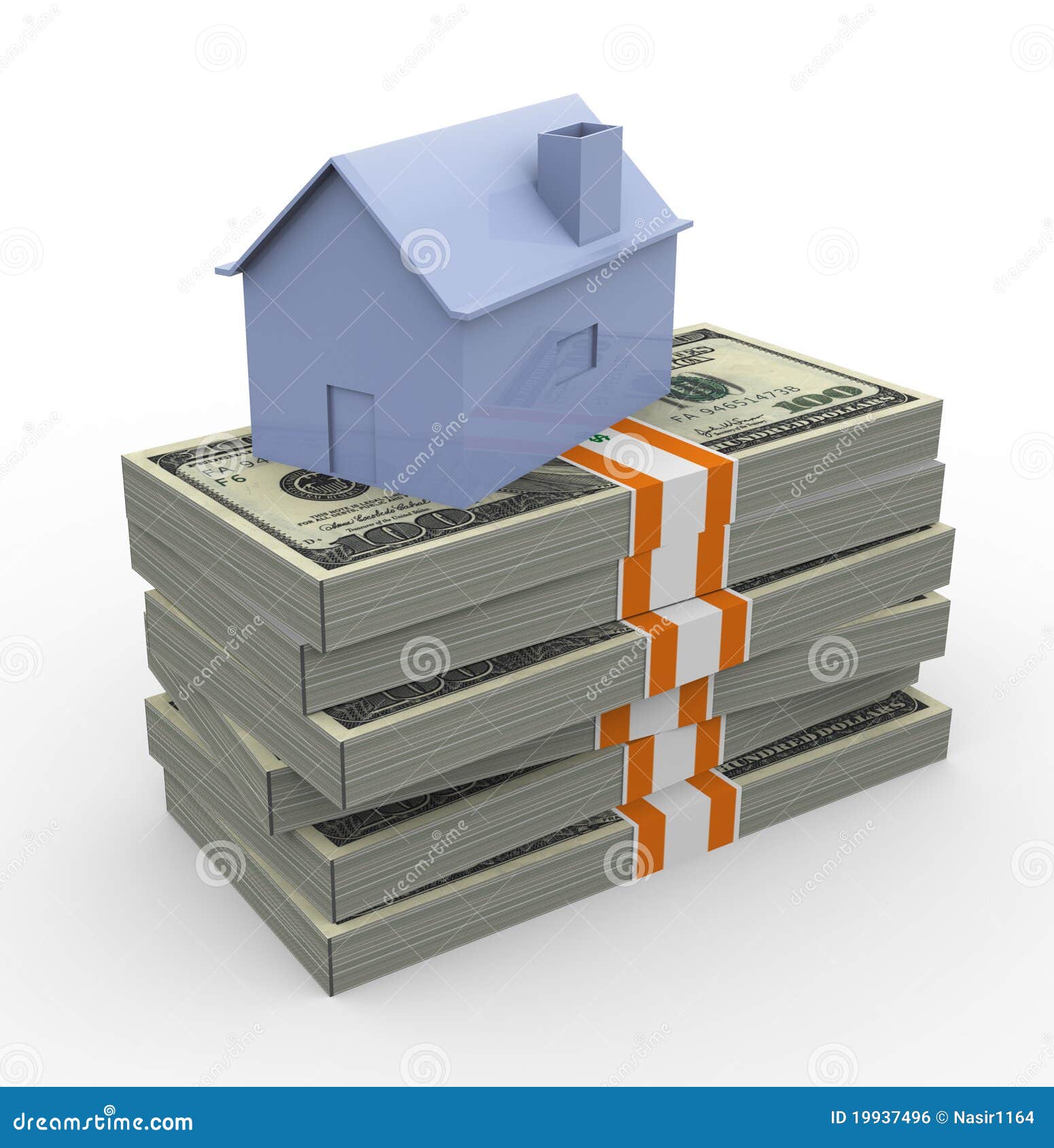 3d house and dollar bills stock illustration. Illustration of bill