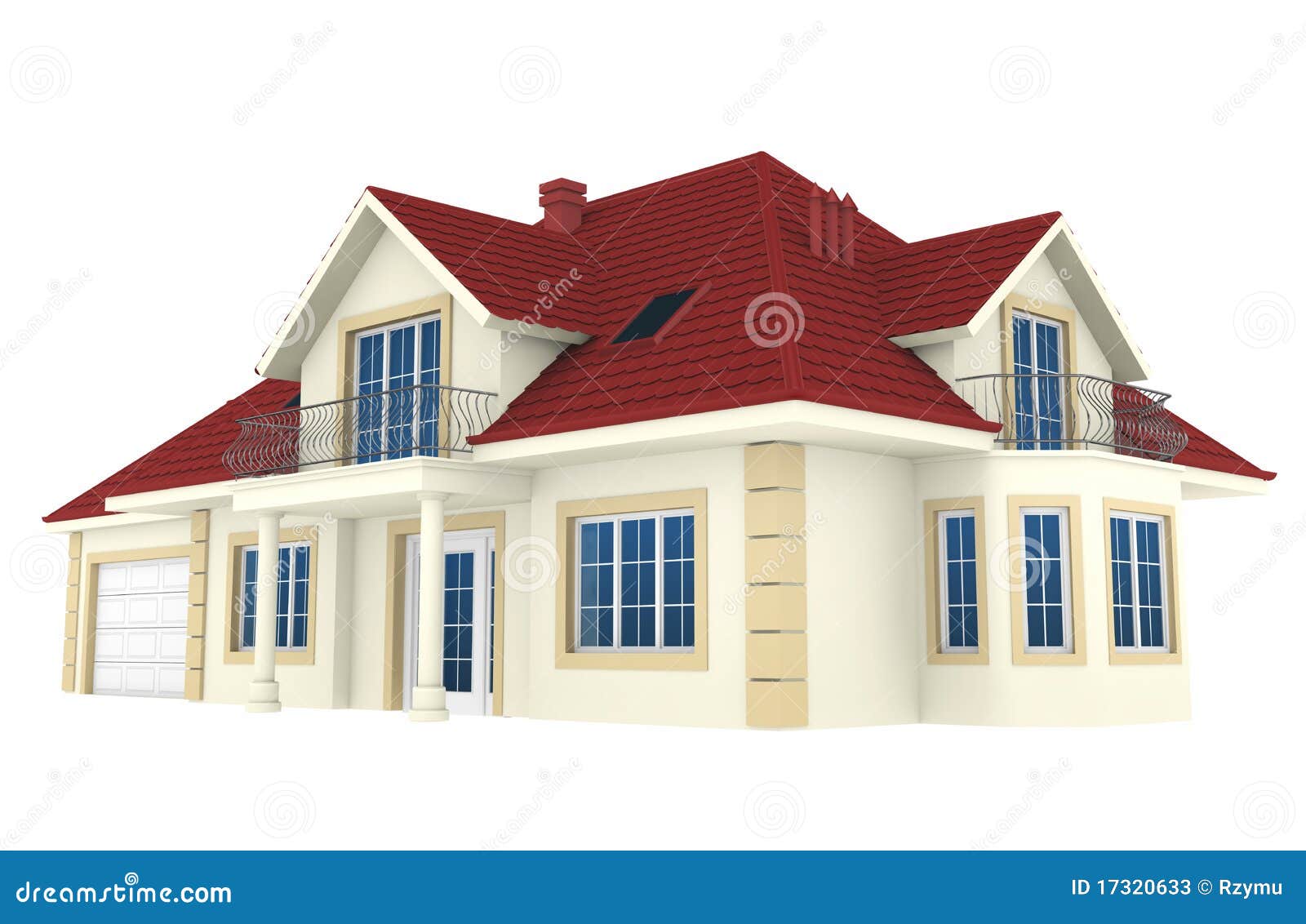 3d House Isolated on White Background Stock Illustration ...