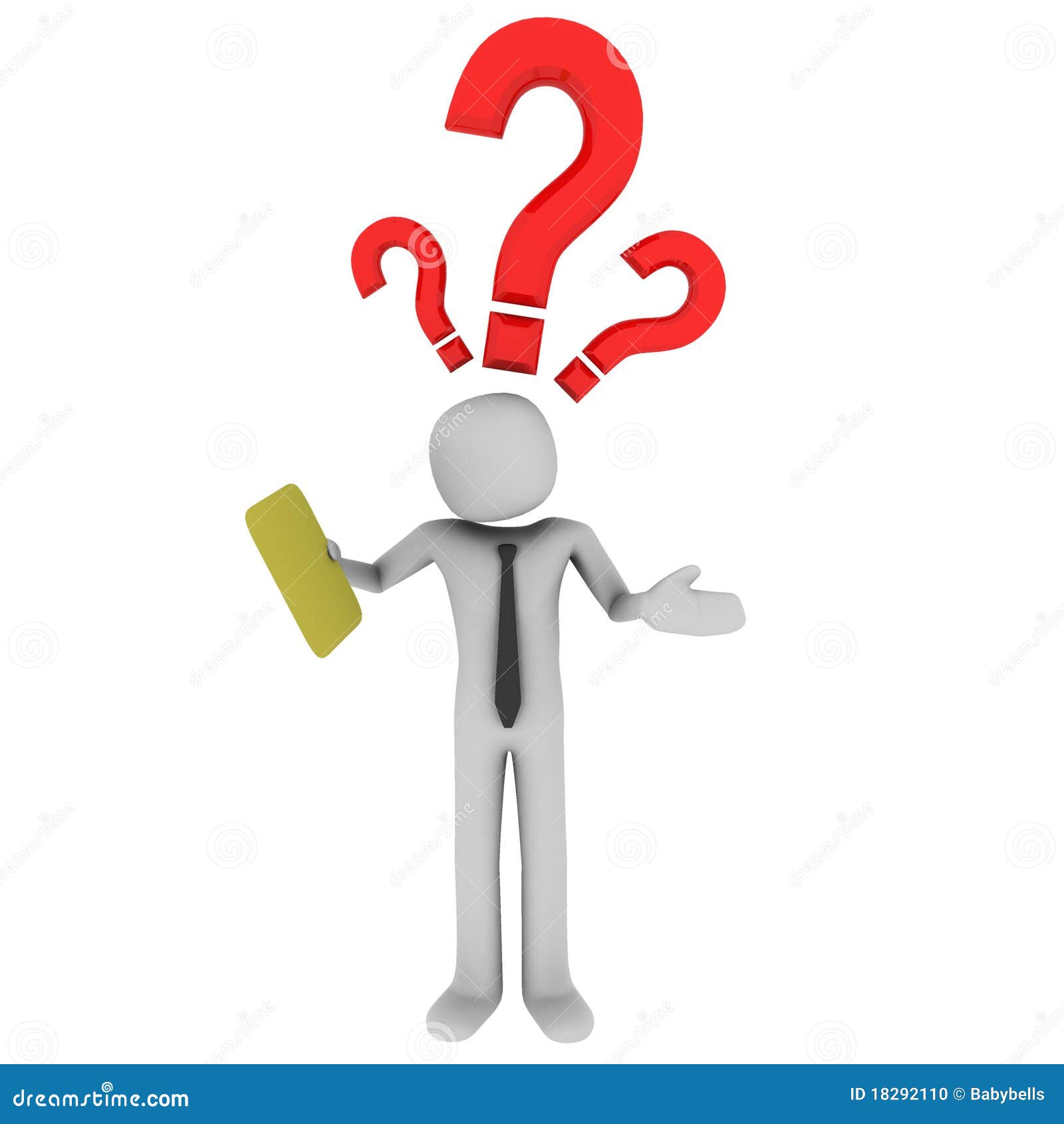 Muito Surpreso Sem Saber O Que Pensar A 3D Human without Knowing What To Do. Stock Illustration