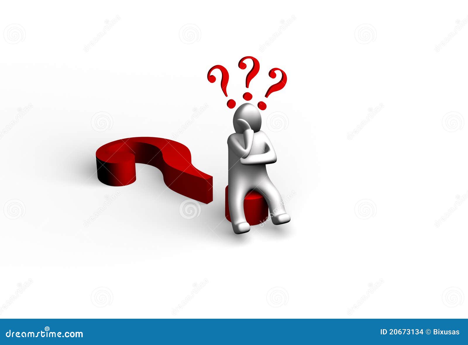 3d Human with a Reds Questions Marks Stock Illustration - Illustration of  human, information: 20673134