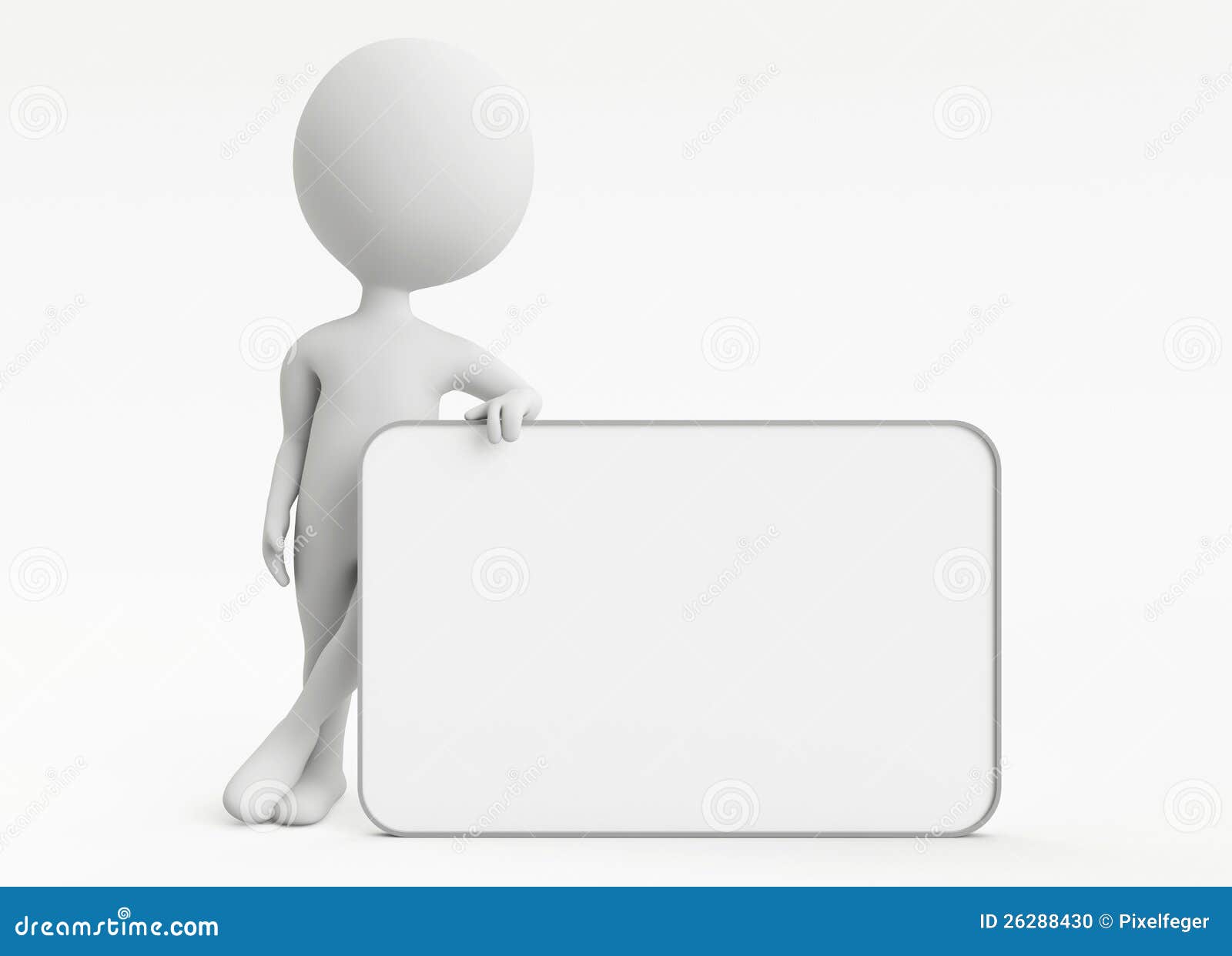 3d Humanoid Character With Empty Board Stock Illustration ...
