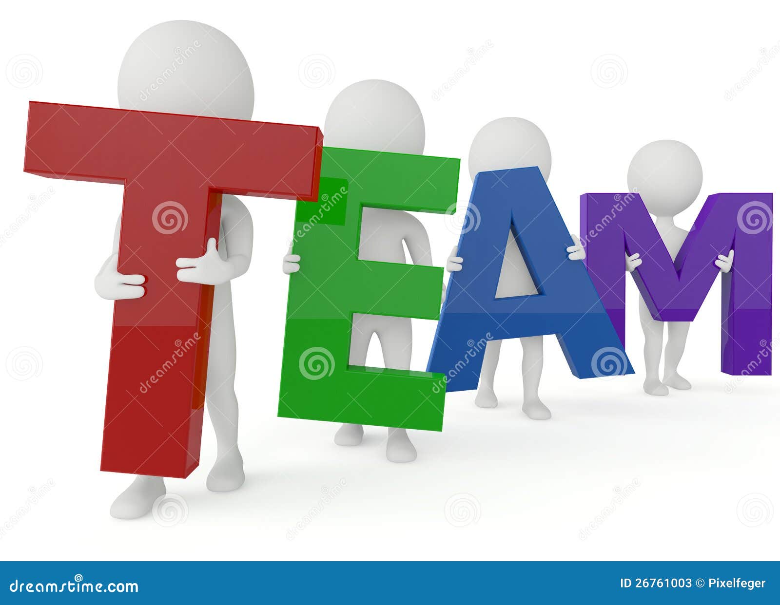 3d Humanoid Character Hold a Team Word Stock Illustration ...