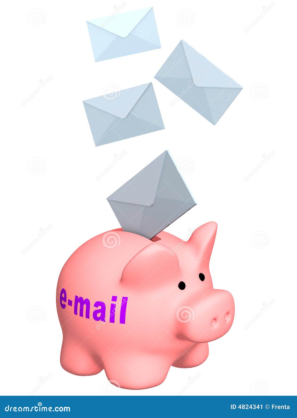 3d Letters, Falling in a Piggy Bank Email Stock Illustration
