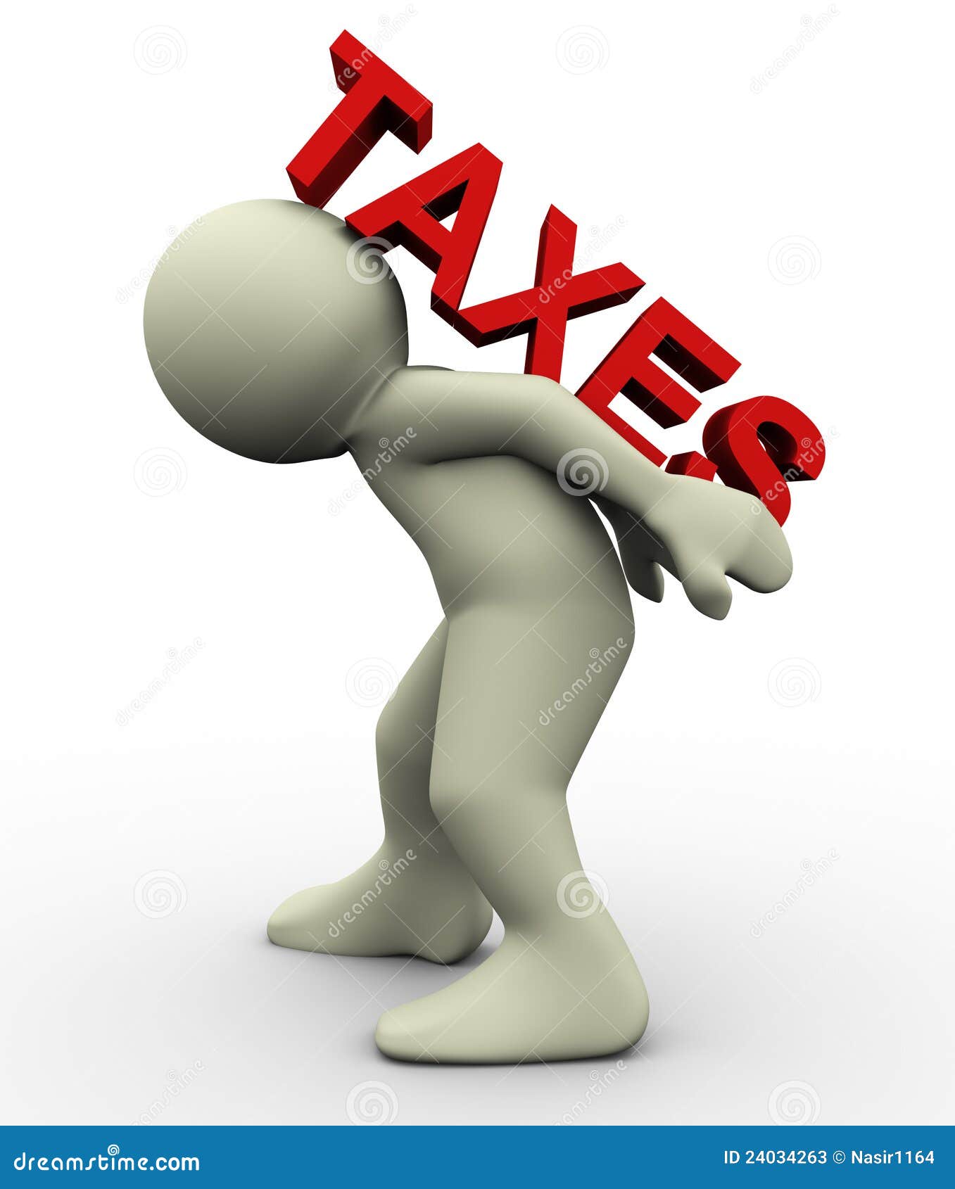 3d man carrying taxes stock illustration. Illustration of heavy 24034263