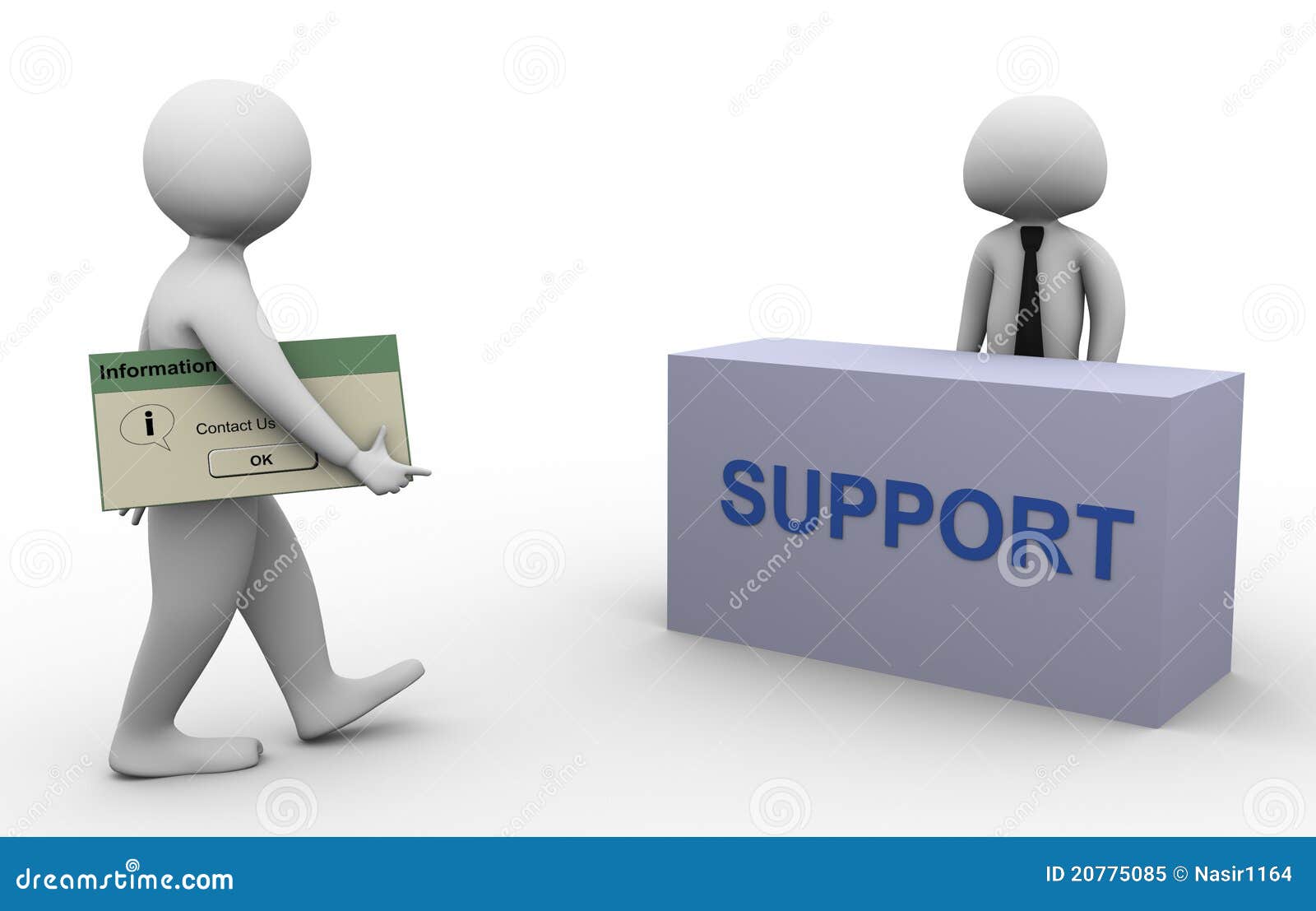 3d man contacting support stock illustration. Illustration of