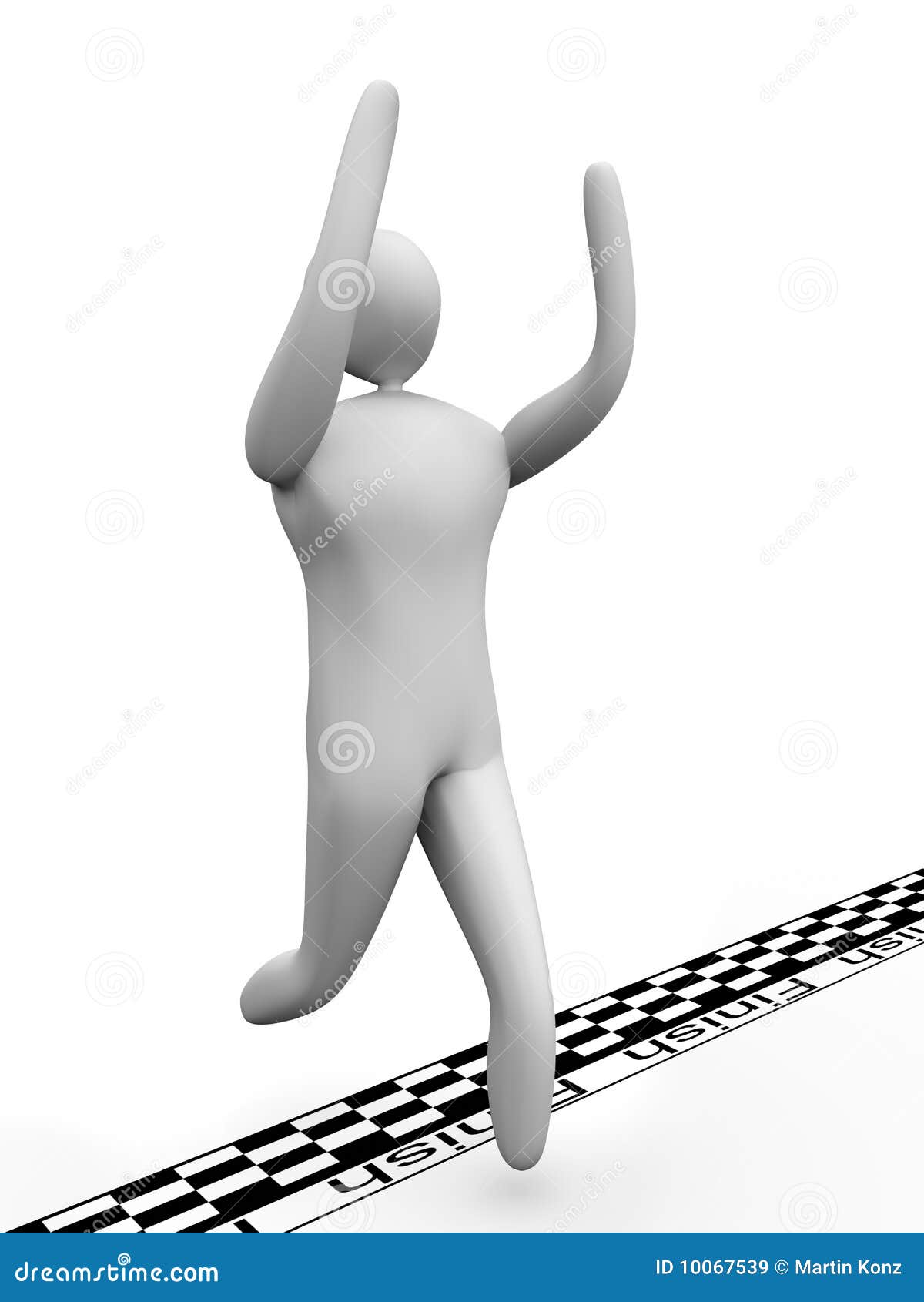 3d Man Crosses The Finish Line And Cheers Stock Illustration