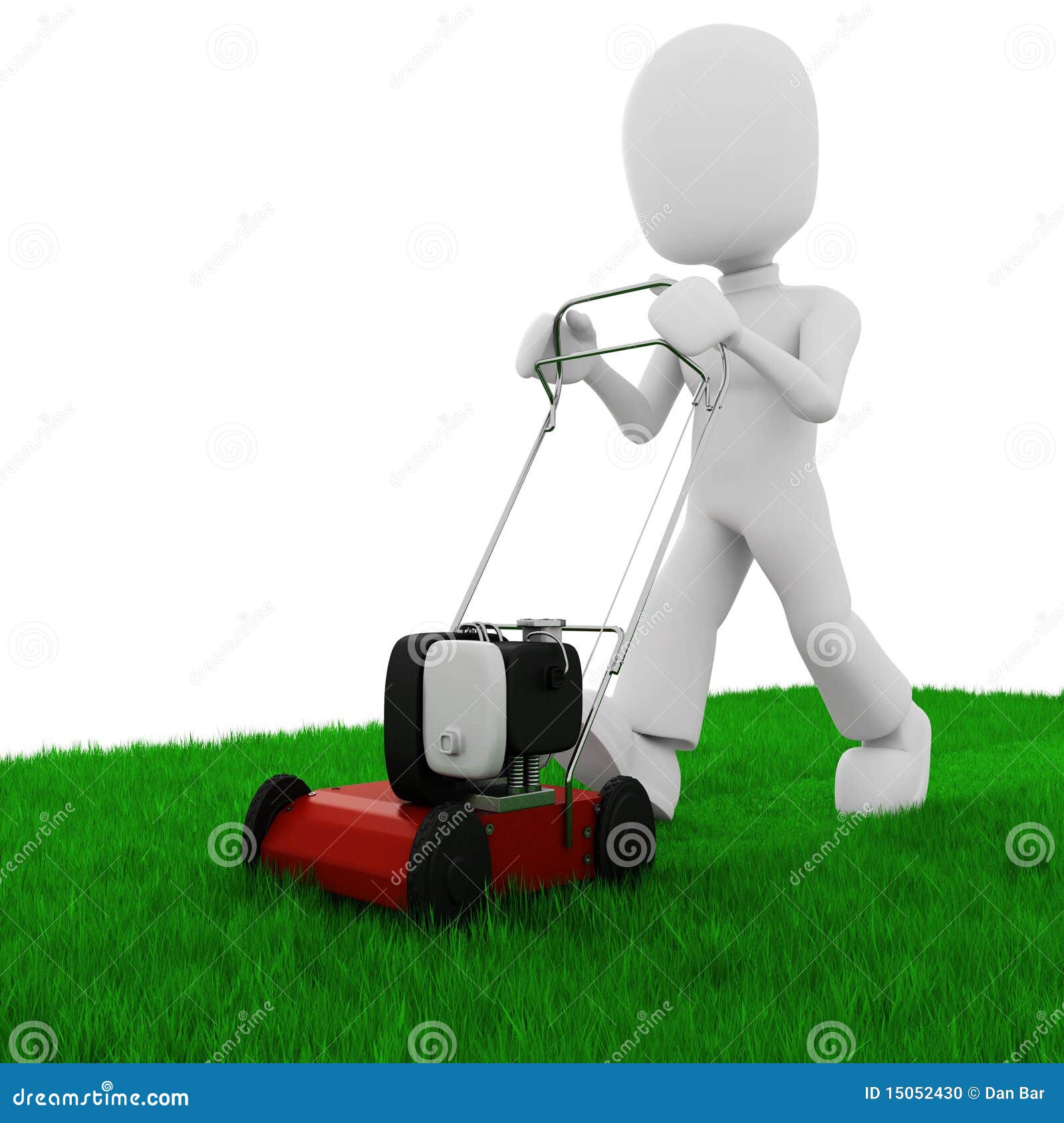 3D Man Cutting The Grass With A Lawn Mowe Stock Illustration - Illustration  Of Human, Growth: 15052430