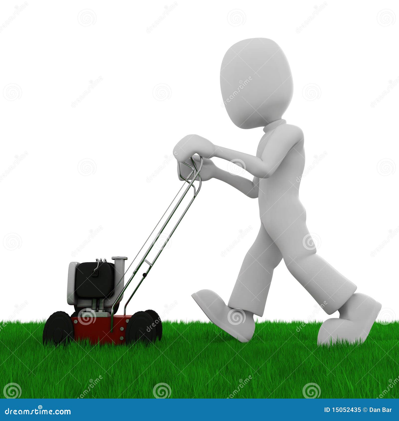 3D Man Cutting The Grass With A Lawn Mowe Stock Illustration - Illustration  Of Engine, Field: 15052435