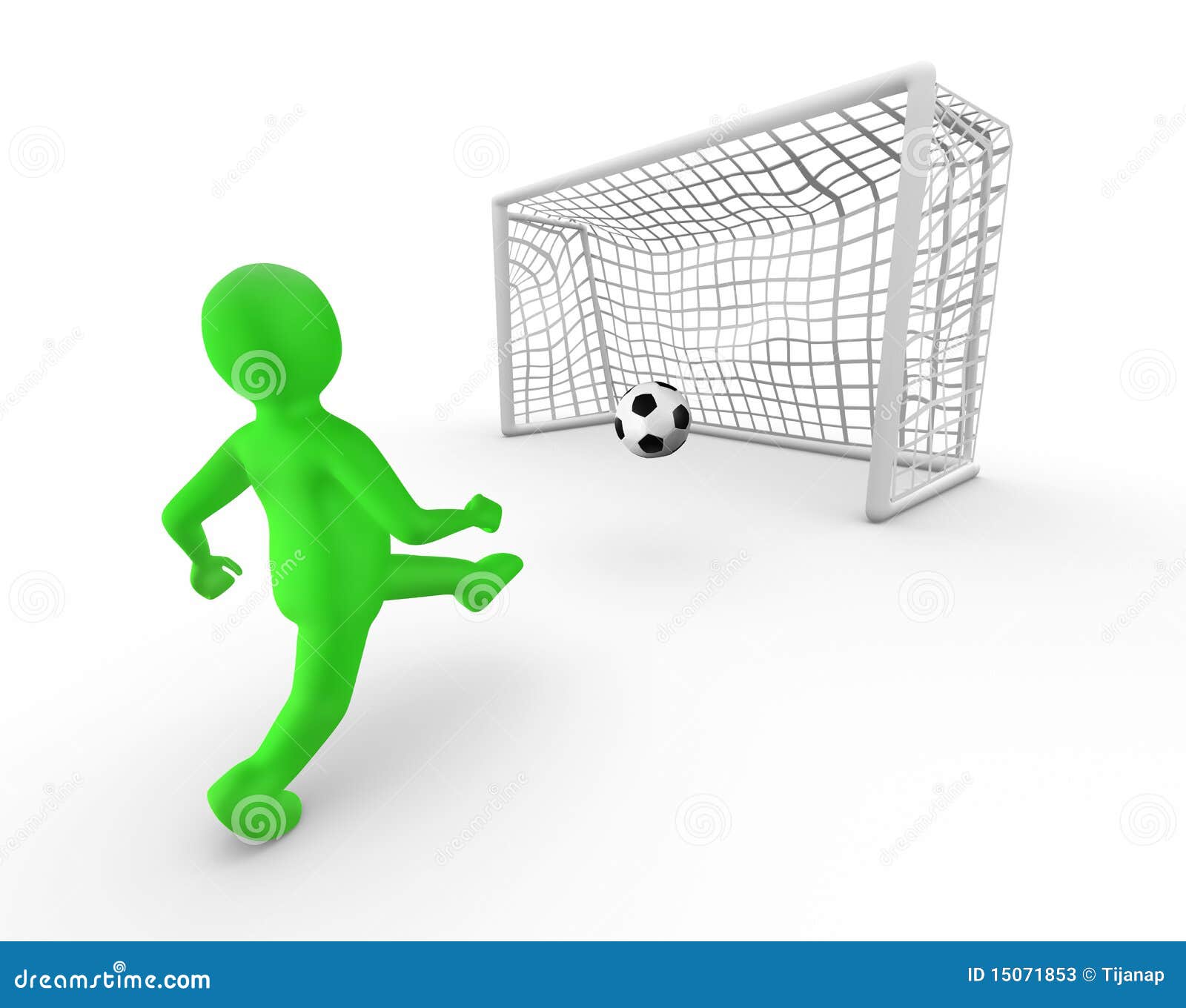 3d Man Kicking A Ball Into The Goal Stock Illustration Illustration Of Fast Competitive