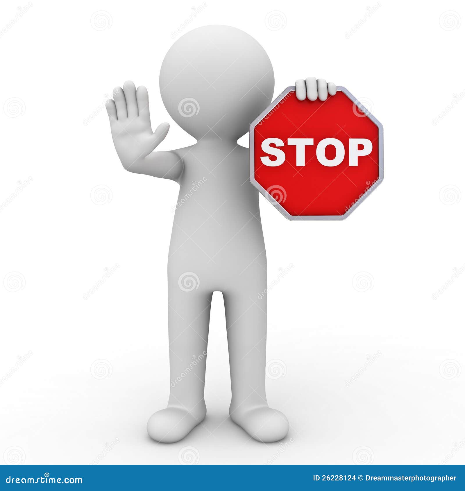 3d man showing stop sign