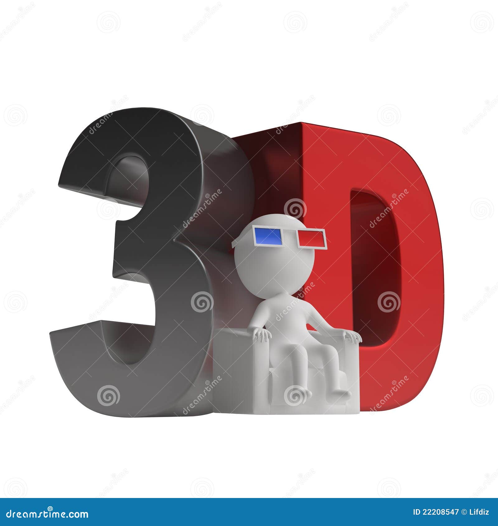 3d man with stereoscopic glasses