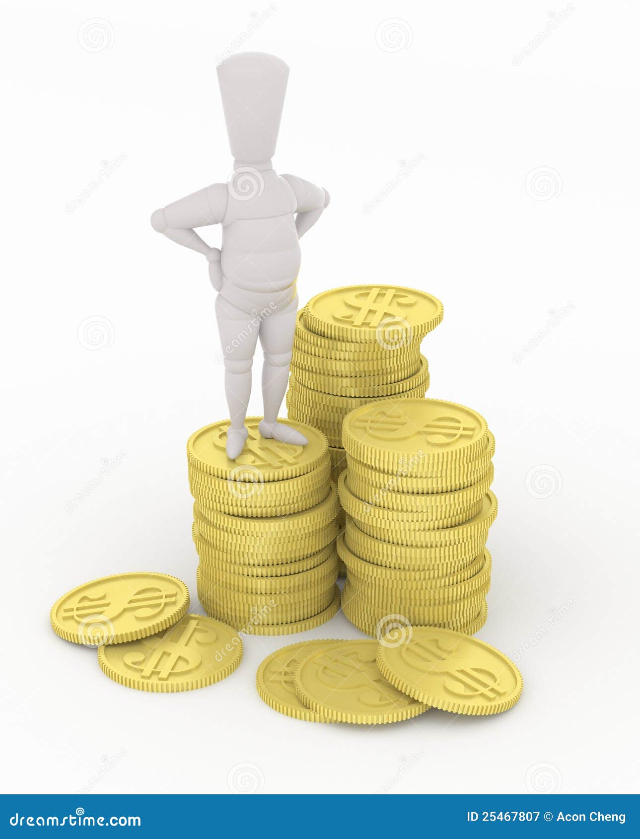 3D Mannequin Looking At Money RoyaltyFree Stock Image CartoonDealer