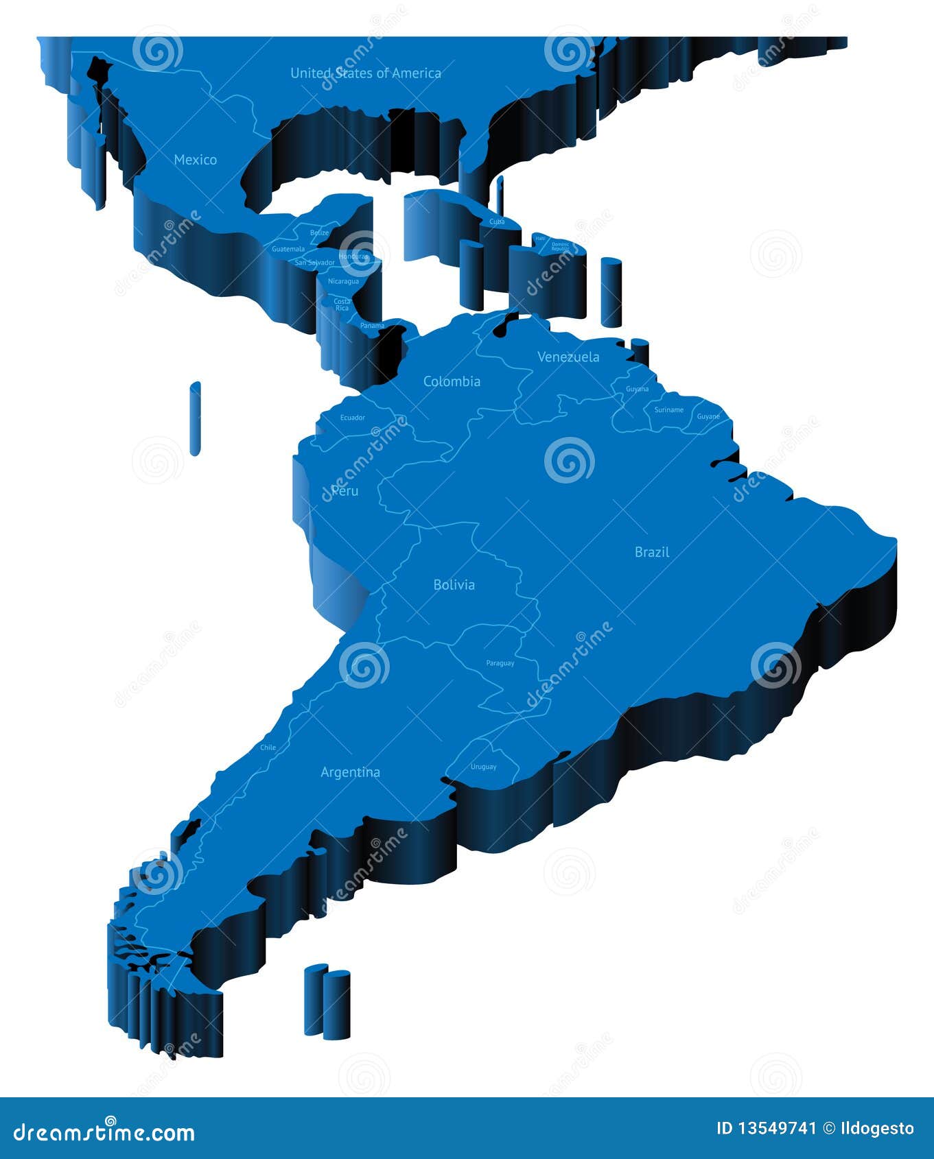 3d map of latin america