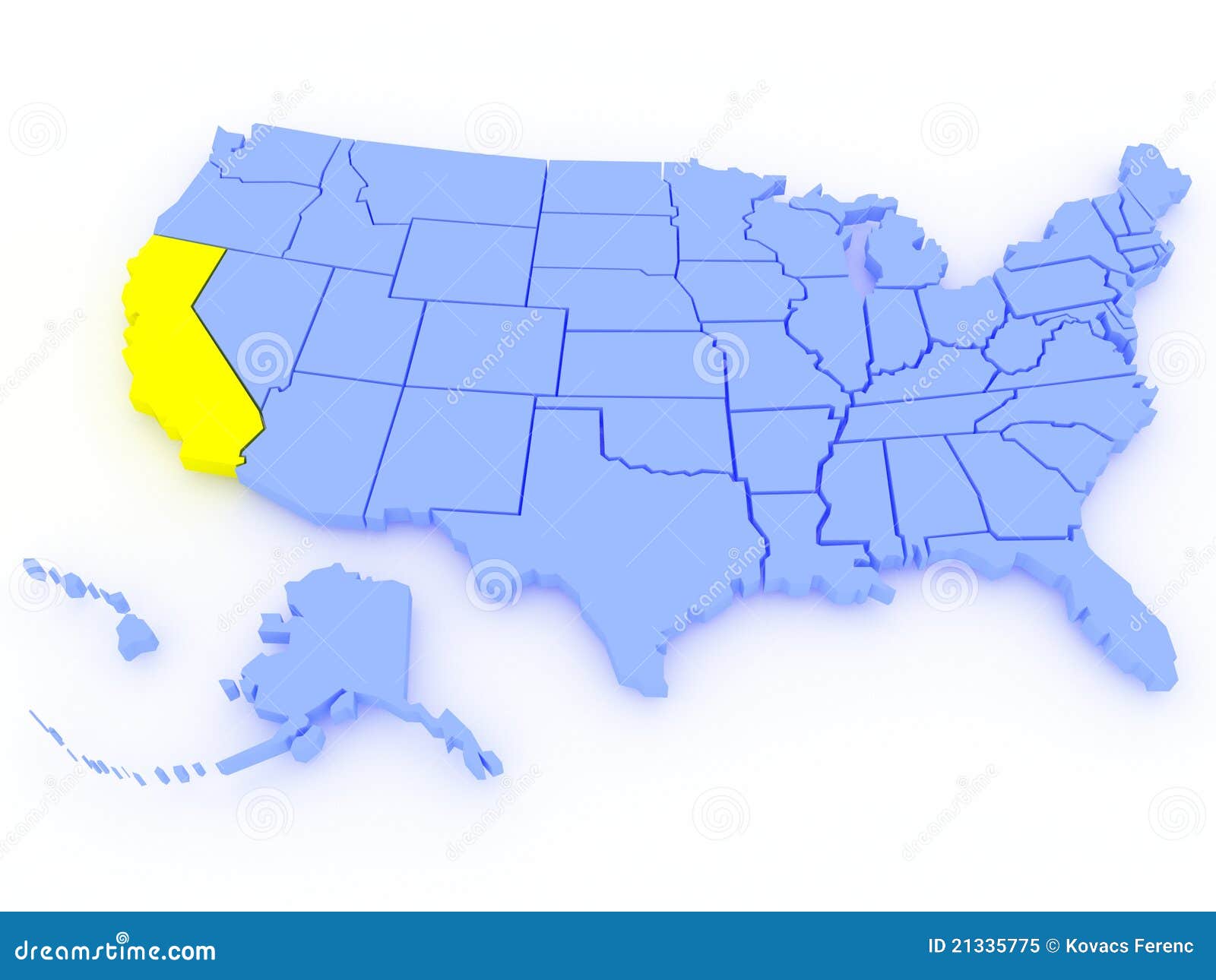 3d Map Usa States 3D map of United States - State California