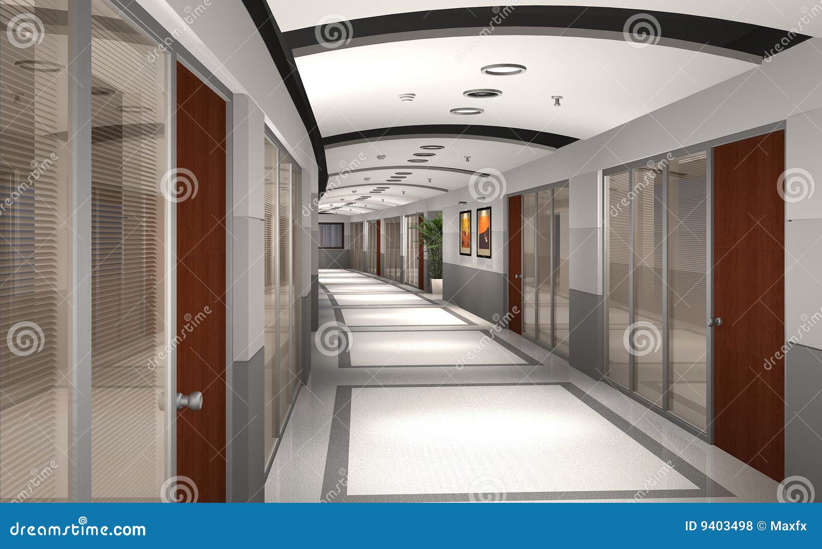 3d Modern Hotel Hallway Stock Illustration Illustration Of