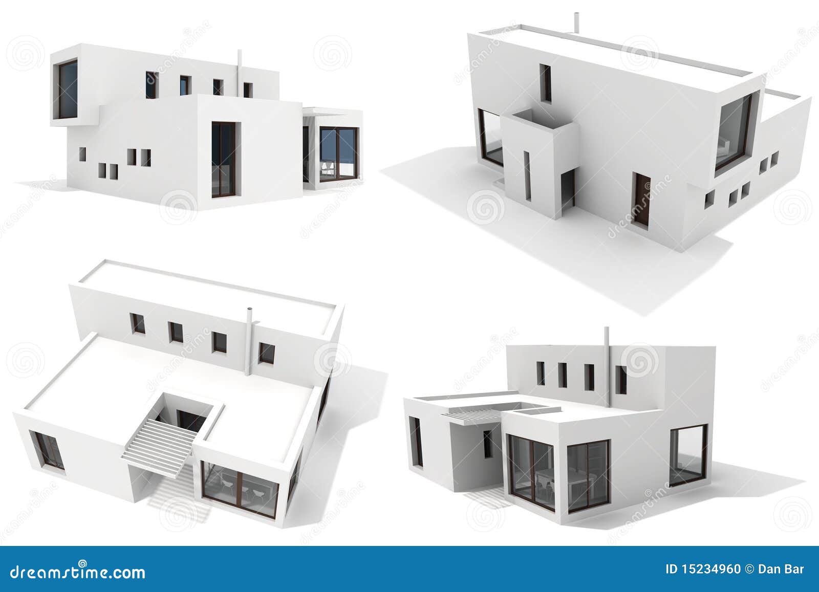 3d Modern House, Isolated on White Background Stock Illustration