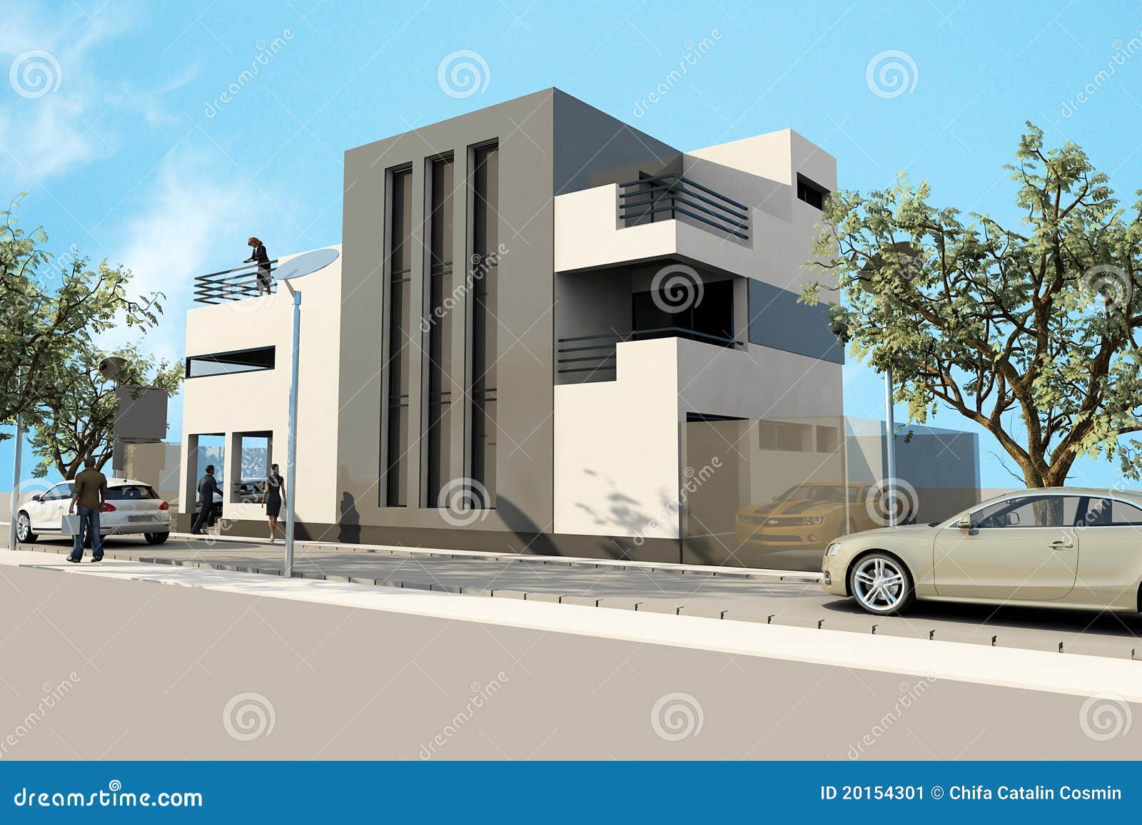 3d Modern House, Render in 3ds on White Backg Illustration - Illustration of door, residential: 20154301