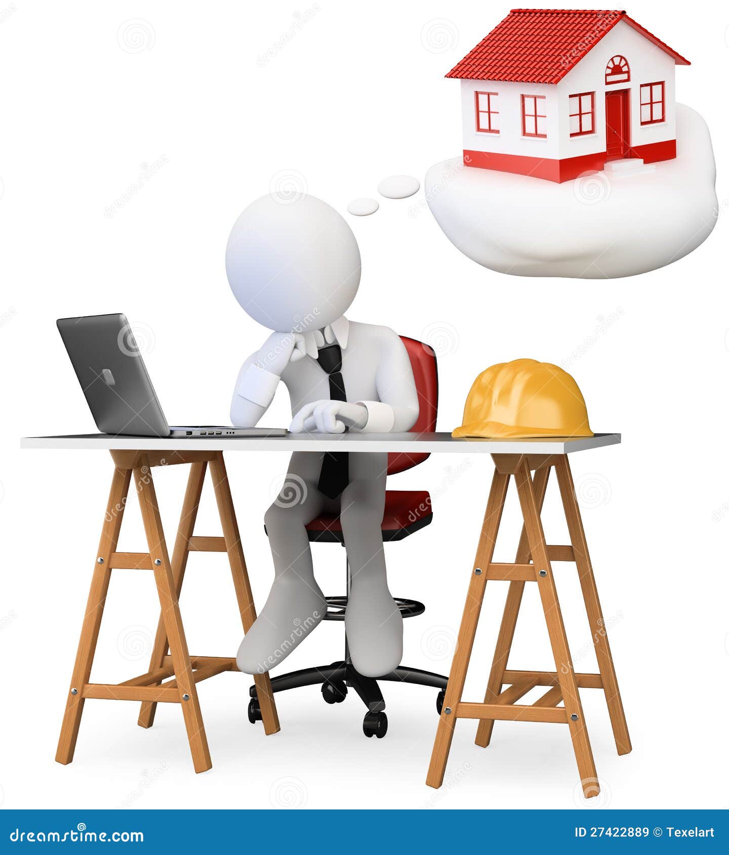 3D People. Architect Dreaming About His Project Royalty-Free Stock