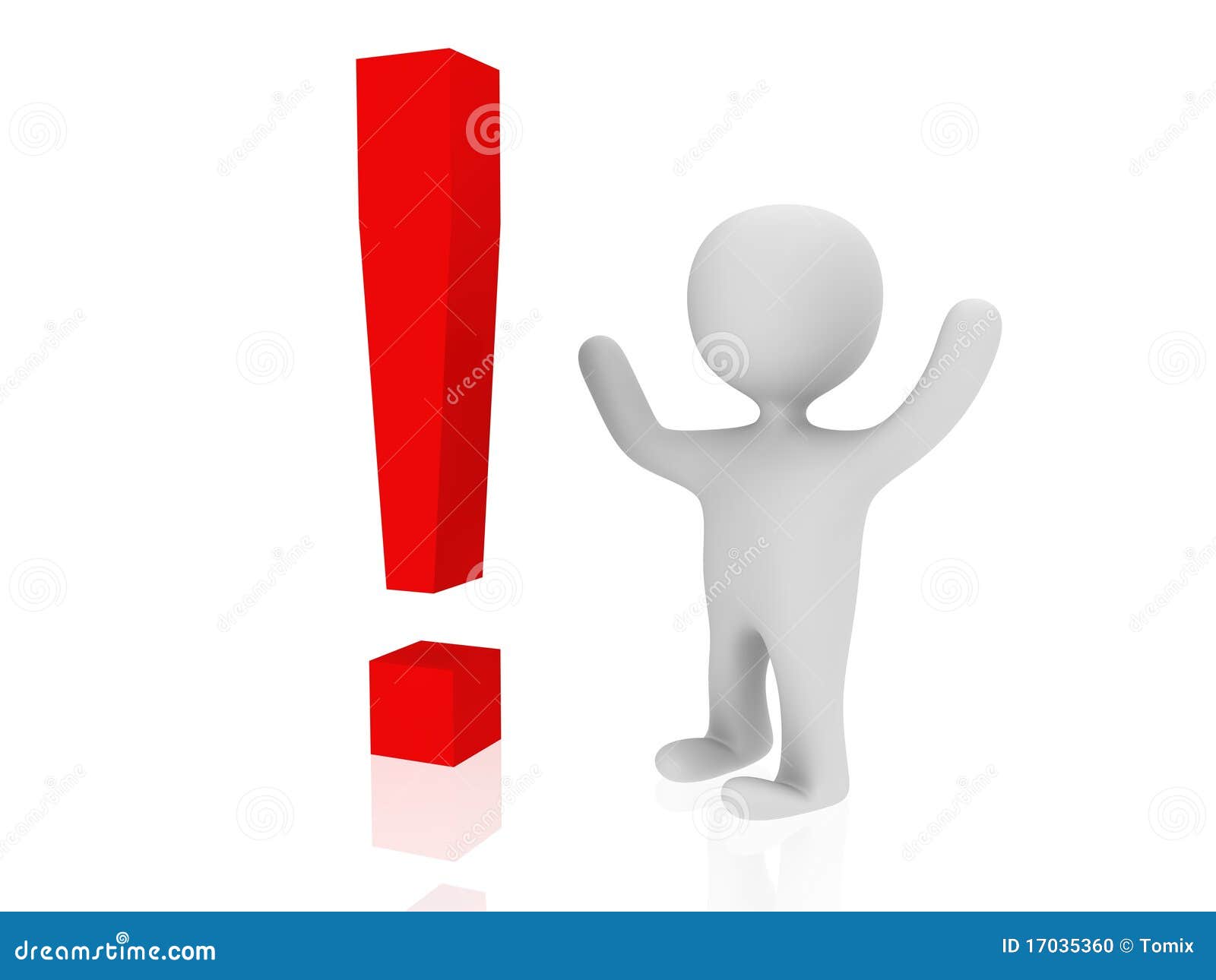 3d Person with Exclamation Sign Stock Illustration - Illustration of ...