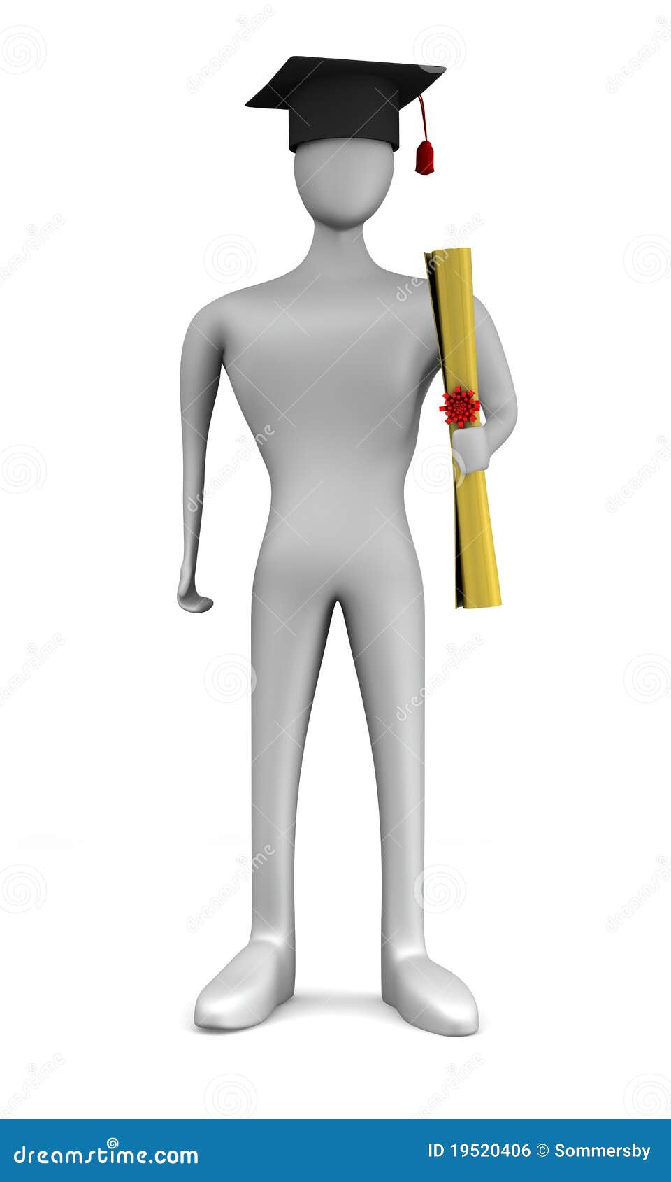 3D Person Graduation Portrait Stock Illustration Illustration of