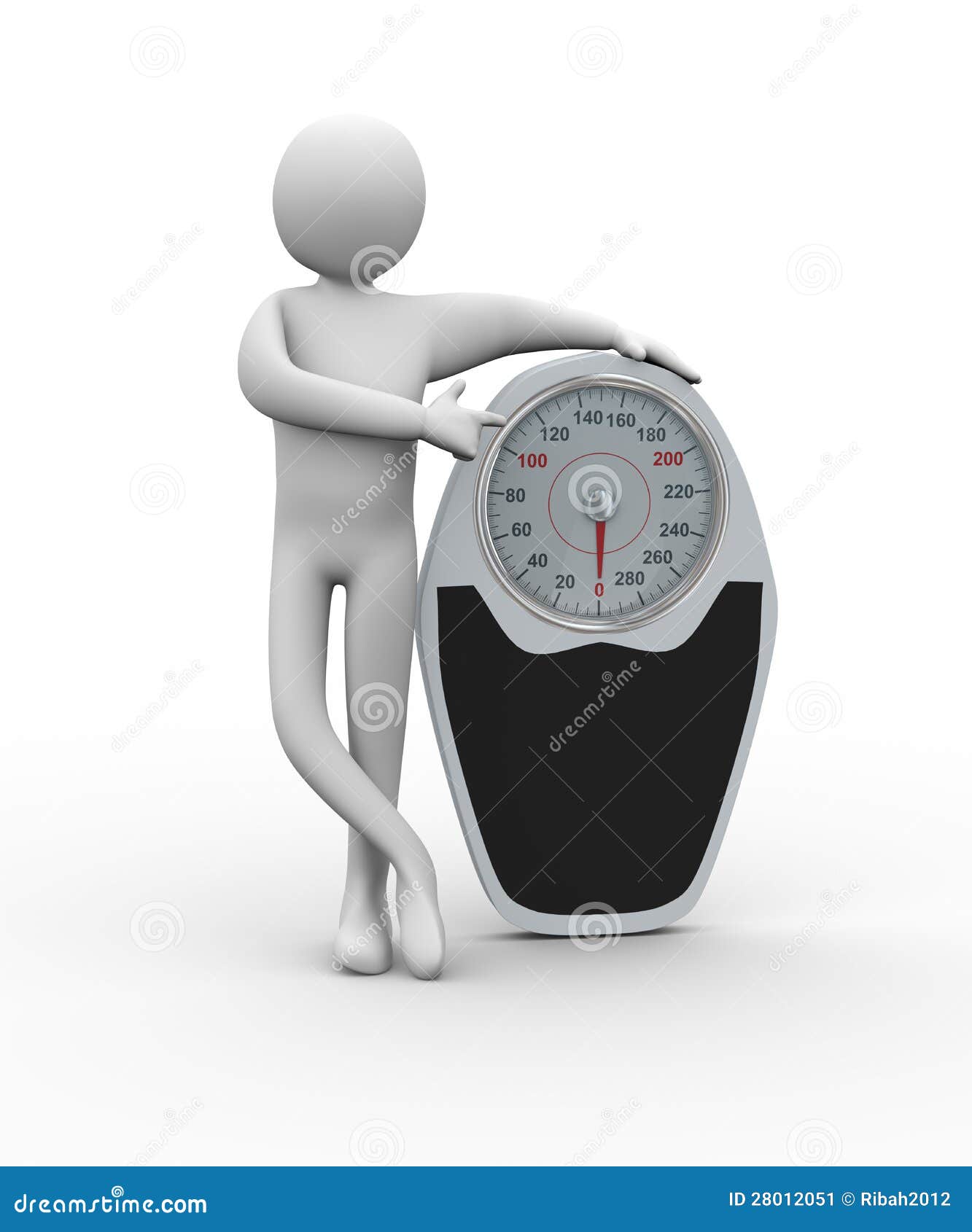 3d Person Pointing To Weighing Machine Stock Illustration