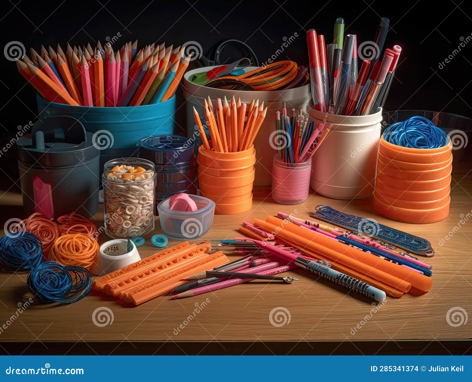 3D Printed Office Supplies on Desk Stock Illustration Illustration of