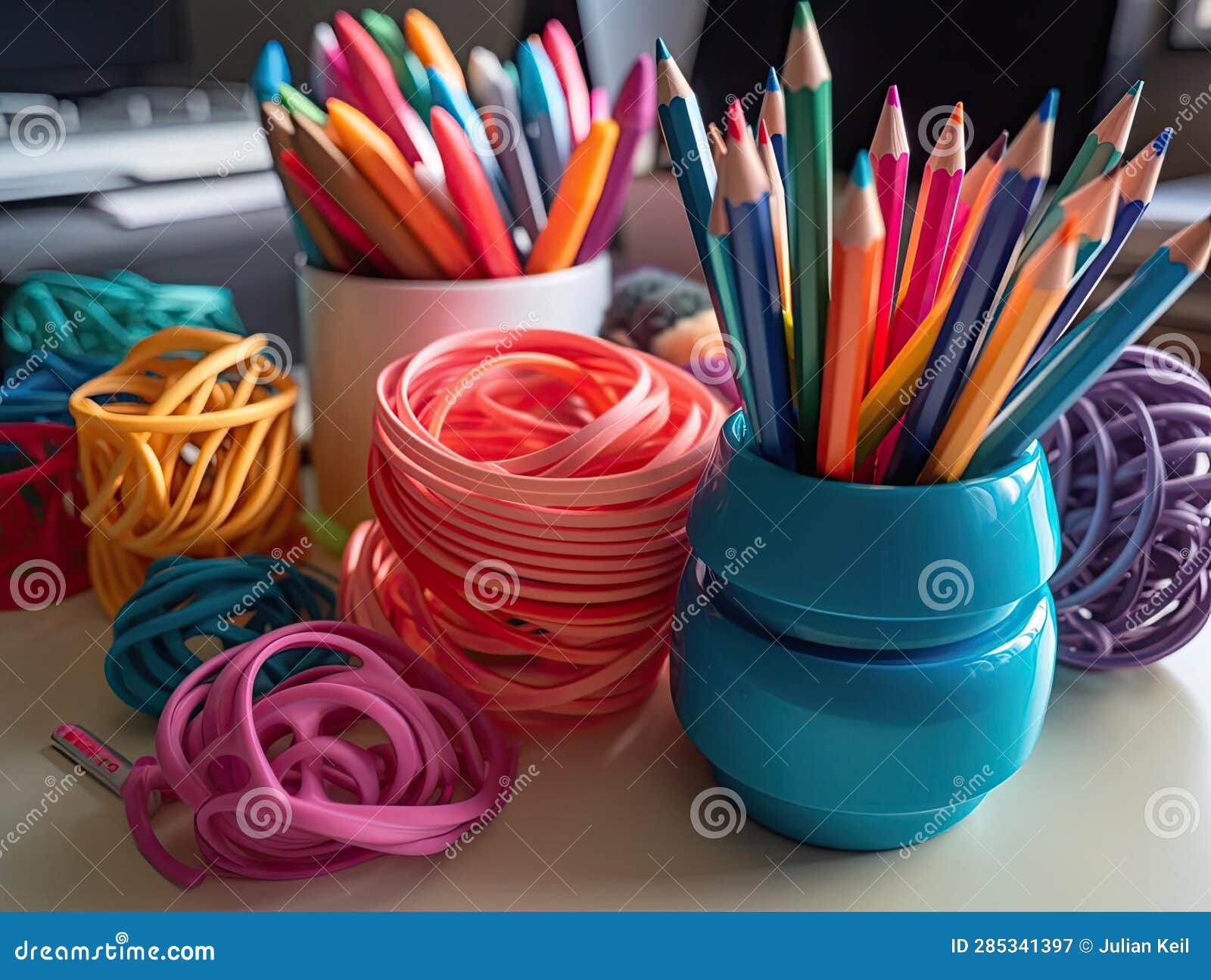 3D Printed Office Supplies on Desk Stock Illustration Illustration of