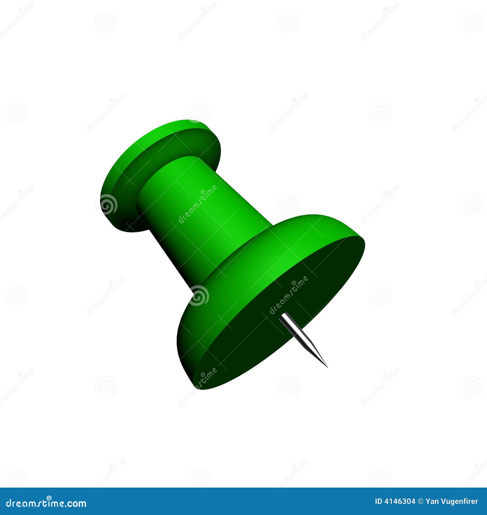 3D Render of a Green Push-pin Stock Illustration - Illustration of ...