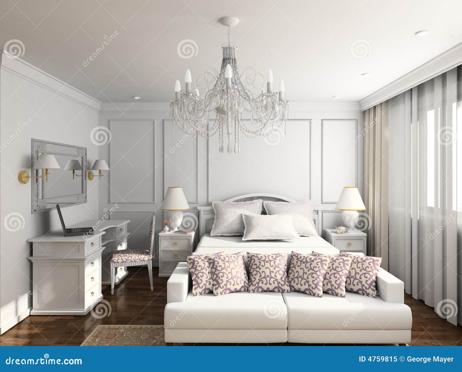 3D Render Modern Interior Of Bedroom Stock Image - Image ...