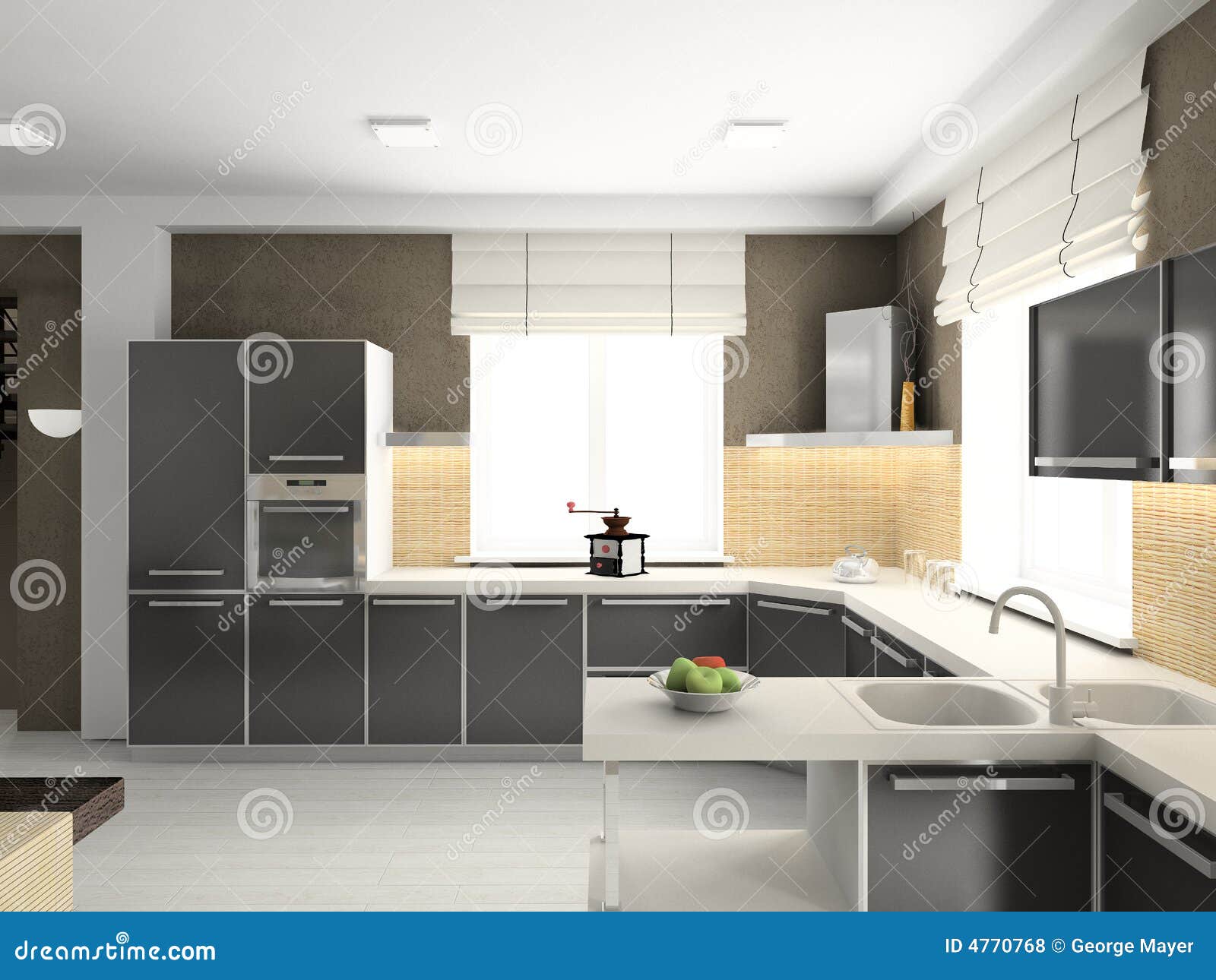 3D Render Modern Interior Of Kitchen Stock Photo Image Of