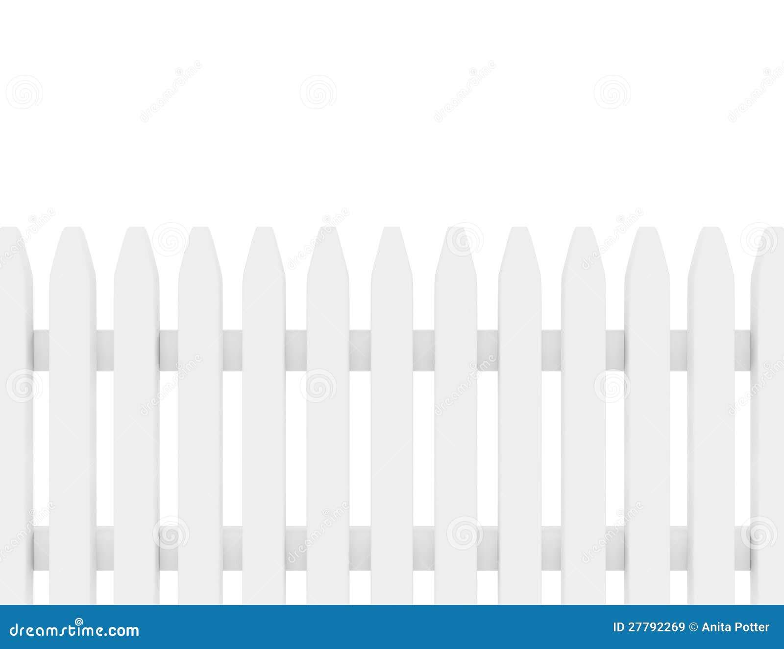 3d Render Of A White Picket Fence Stock Illustration - Image: 27792269