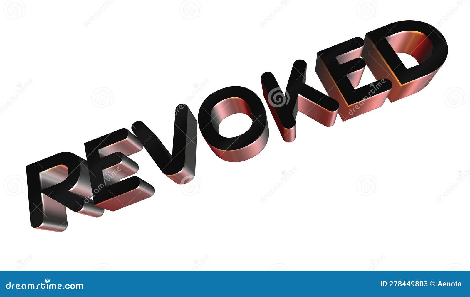 3D Rendering Revoked Word Official Cancelling Concept Letter Design
