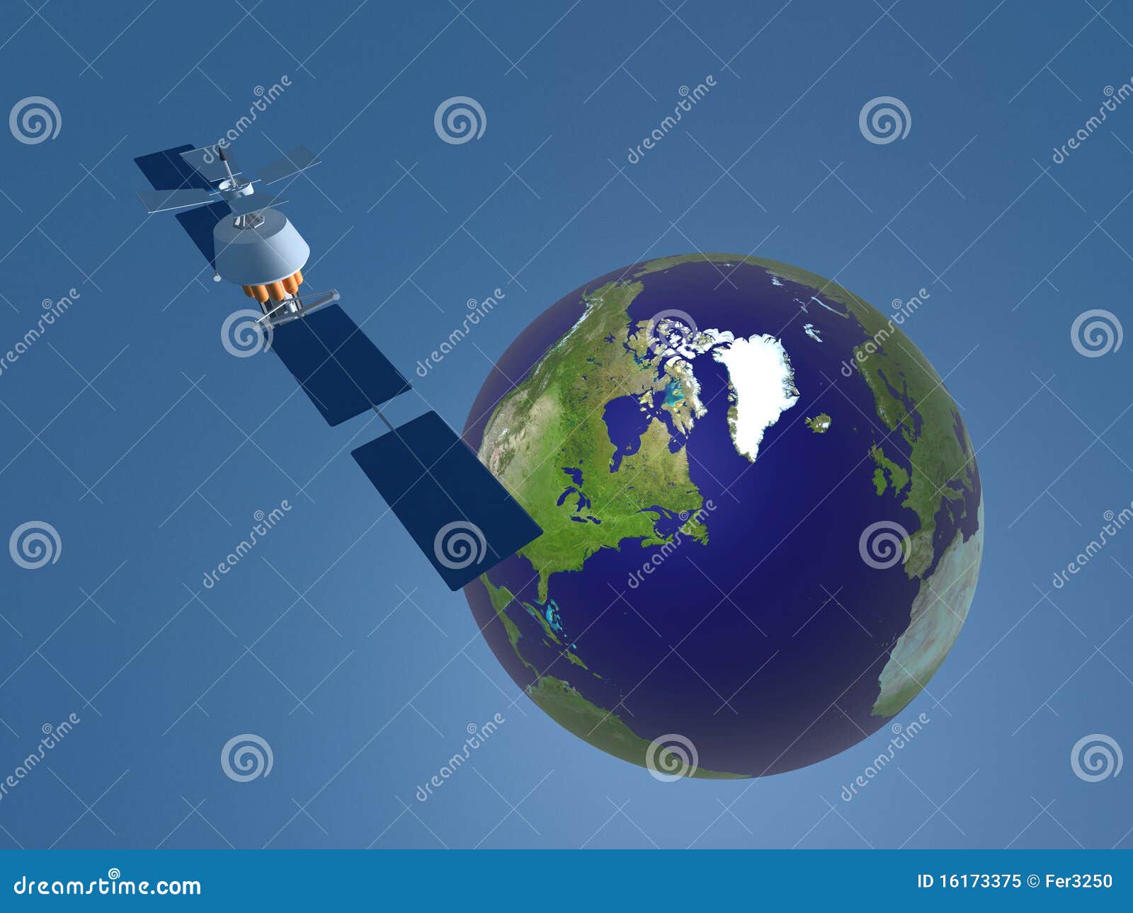 3D Representation of Satellite in Space Stock Illustration