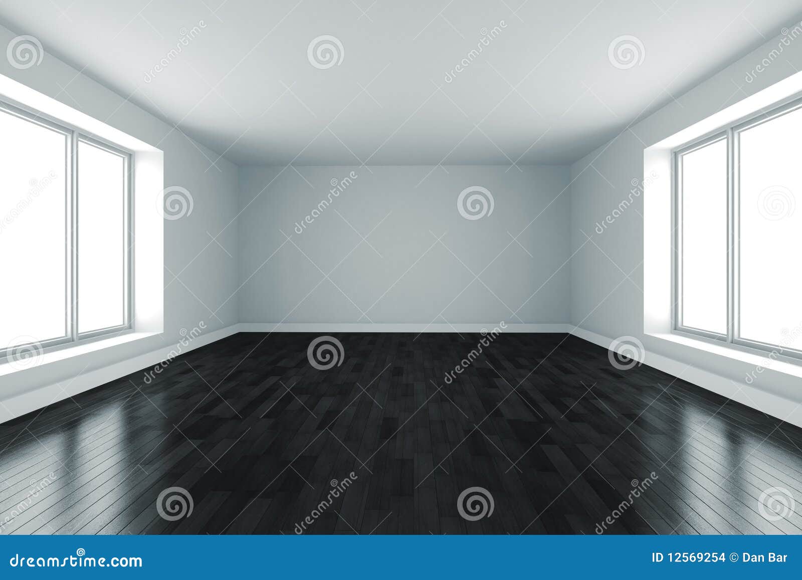 3d Room with White Walls and Black Floor Stock Illustration