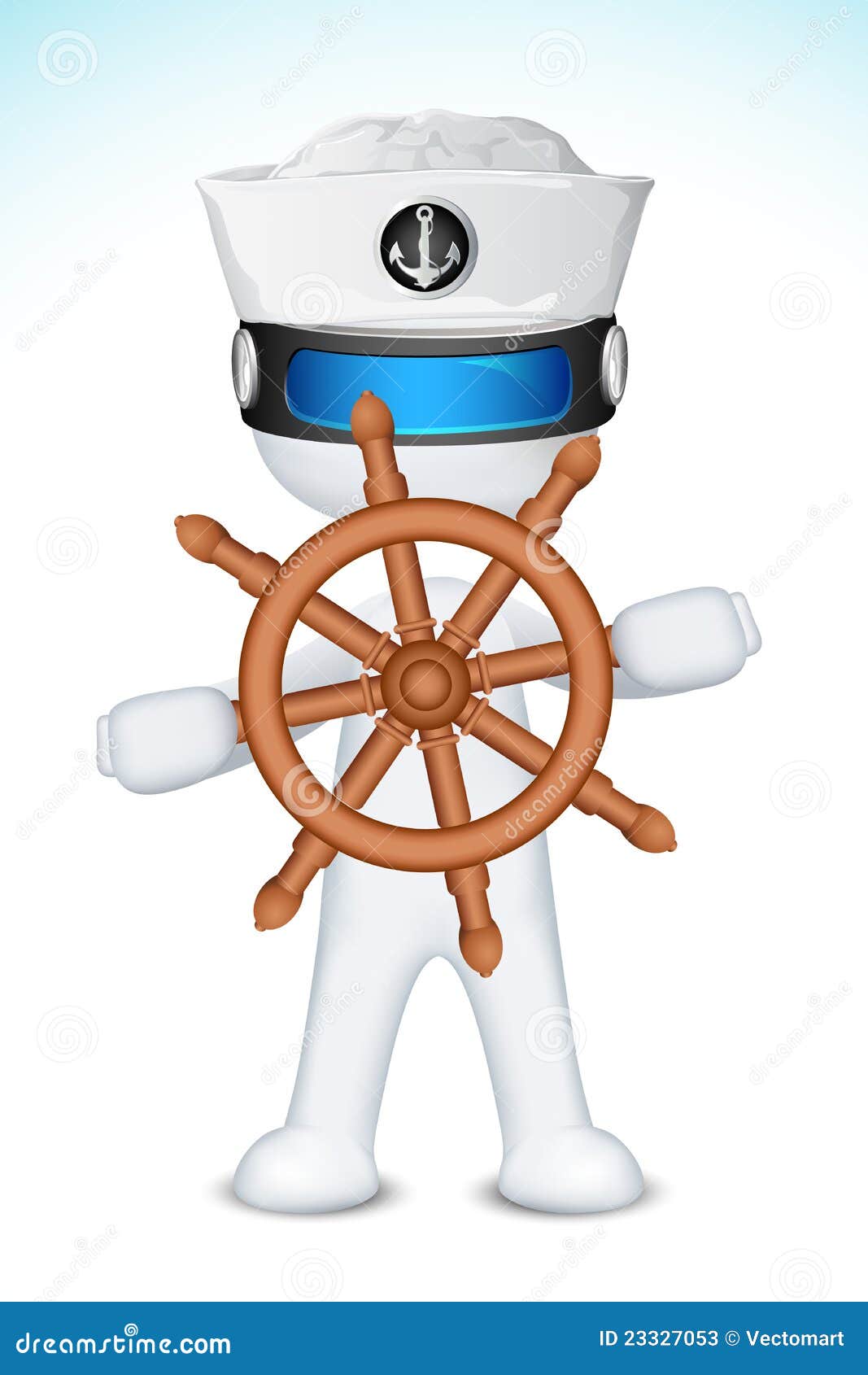 3d sailor with steering wheel