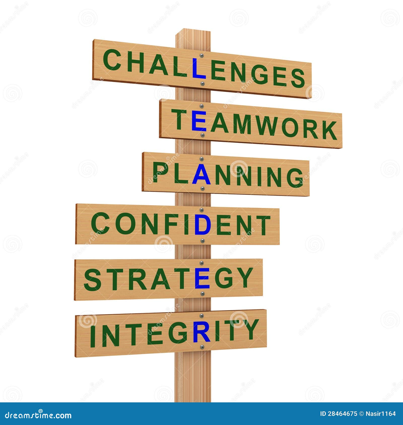 3d Signpost Crossword Leader Stock Illustration Illustration of