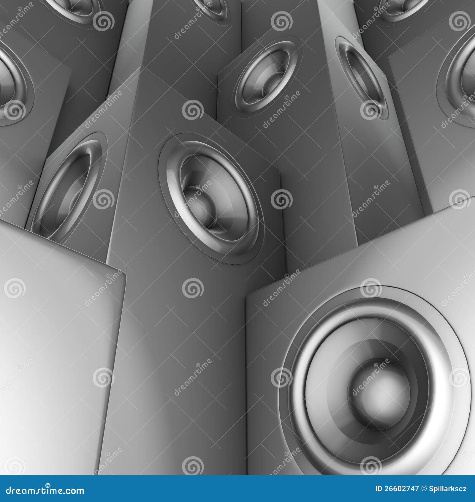 3d Silver Chrome Soundsystem Deejay Dj Set Stock Illustration