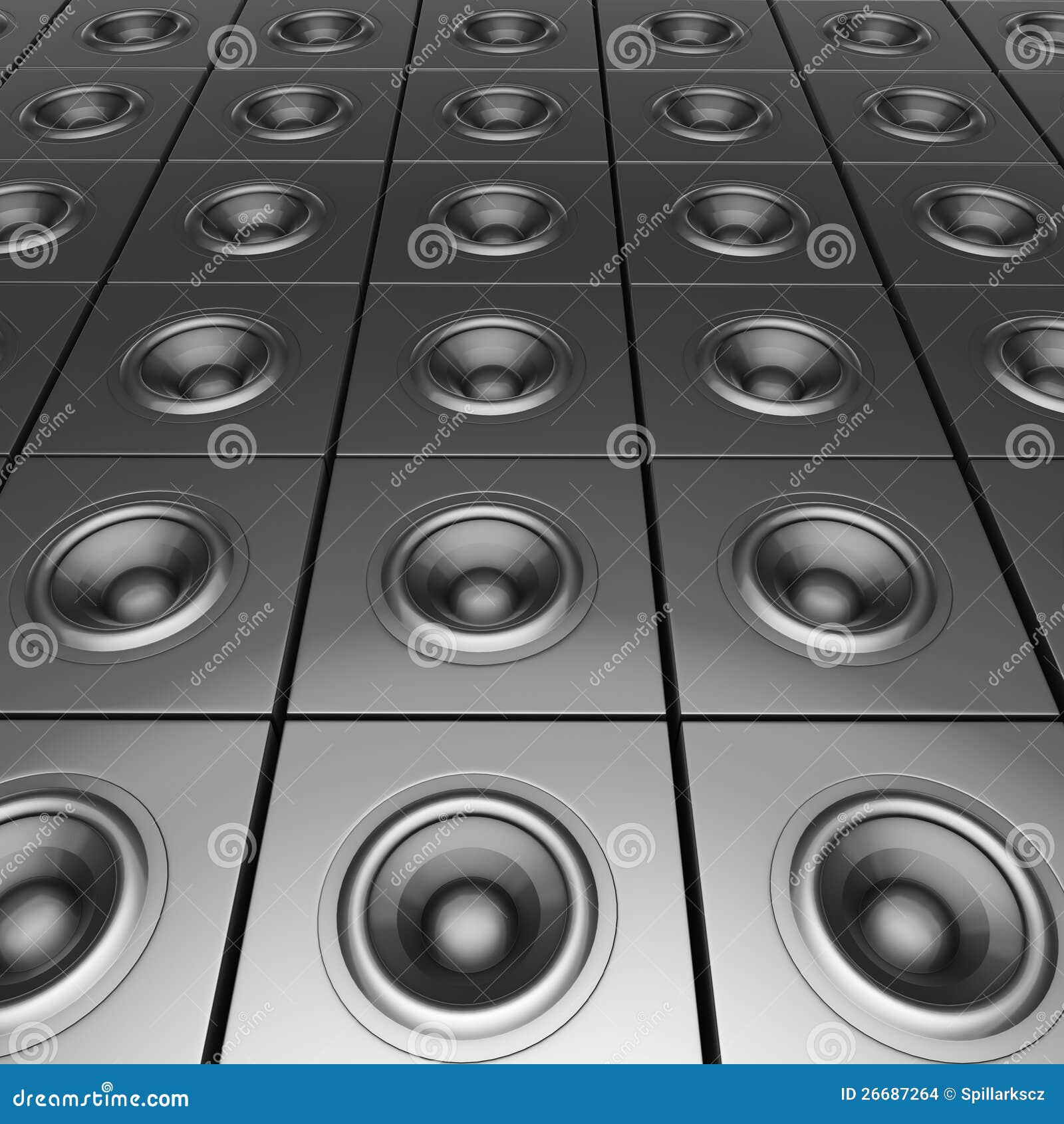 3d Silver Chrome Soundsystem Deejay Dj Set Stock Illustration