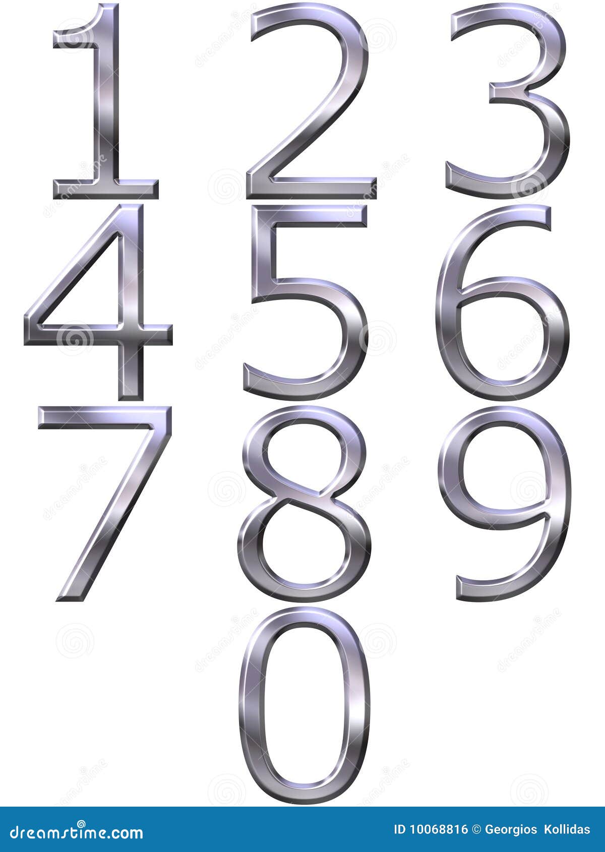 3D Silver Numbers stock illustration. Illustration of nine 10068816