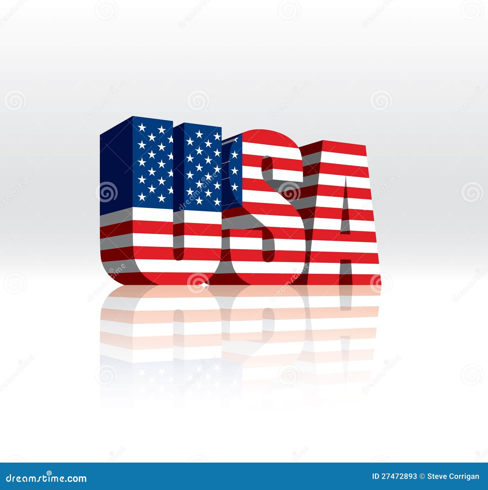 3D USA (American) Vector Word Text Flag Stock Vector Illustration of