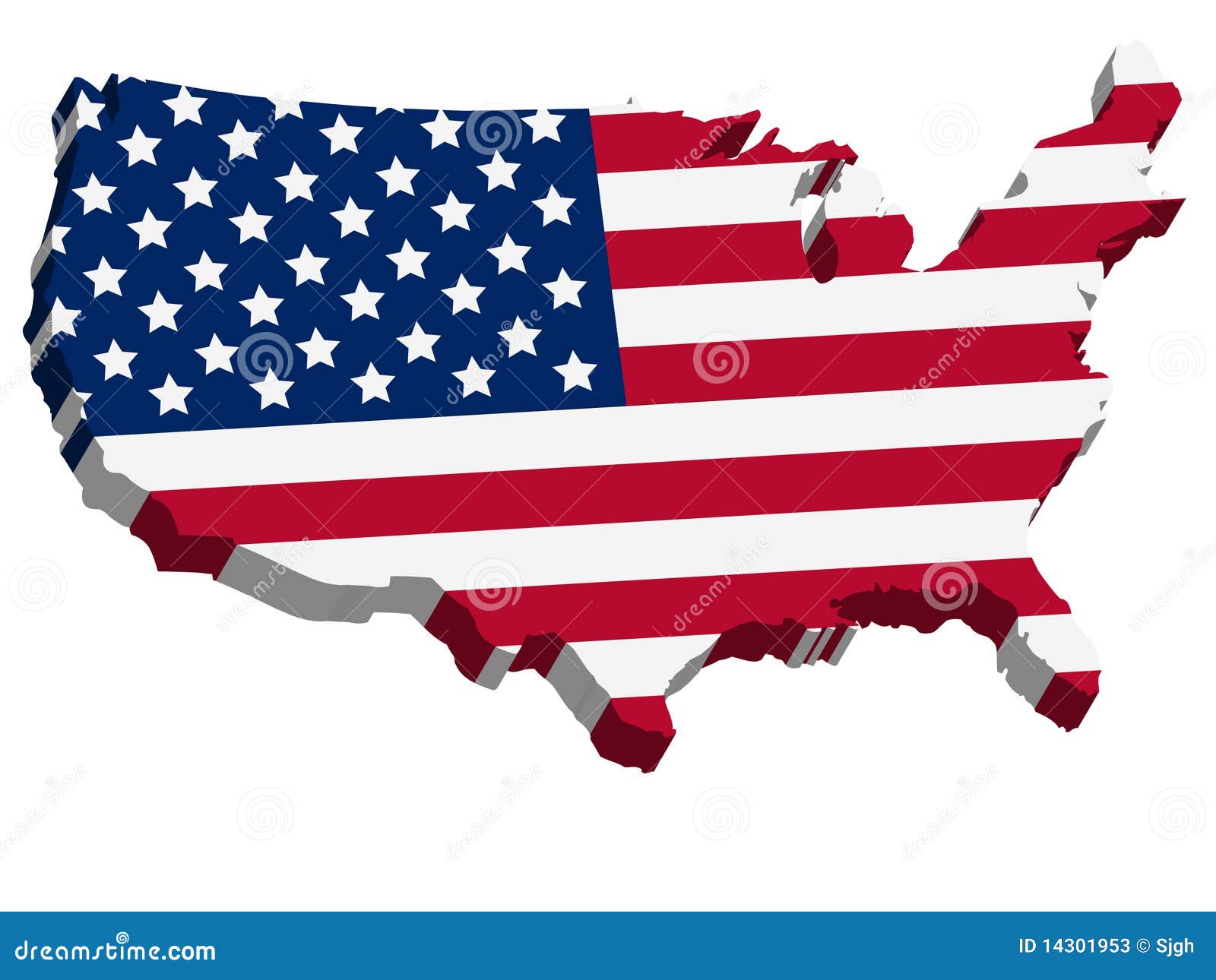 3d usa map us flag 14301953