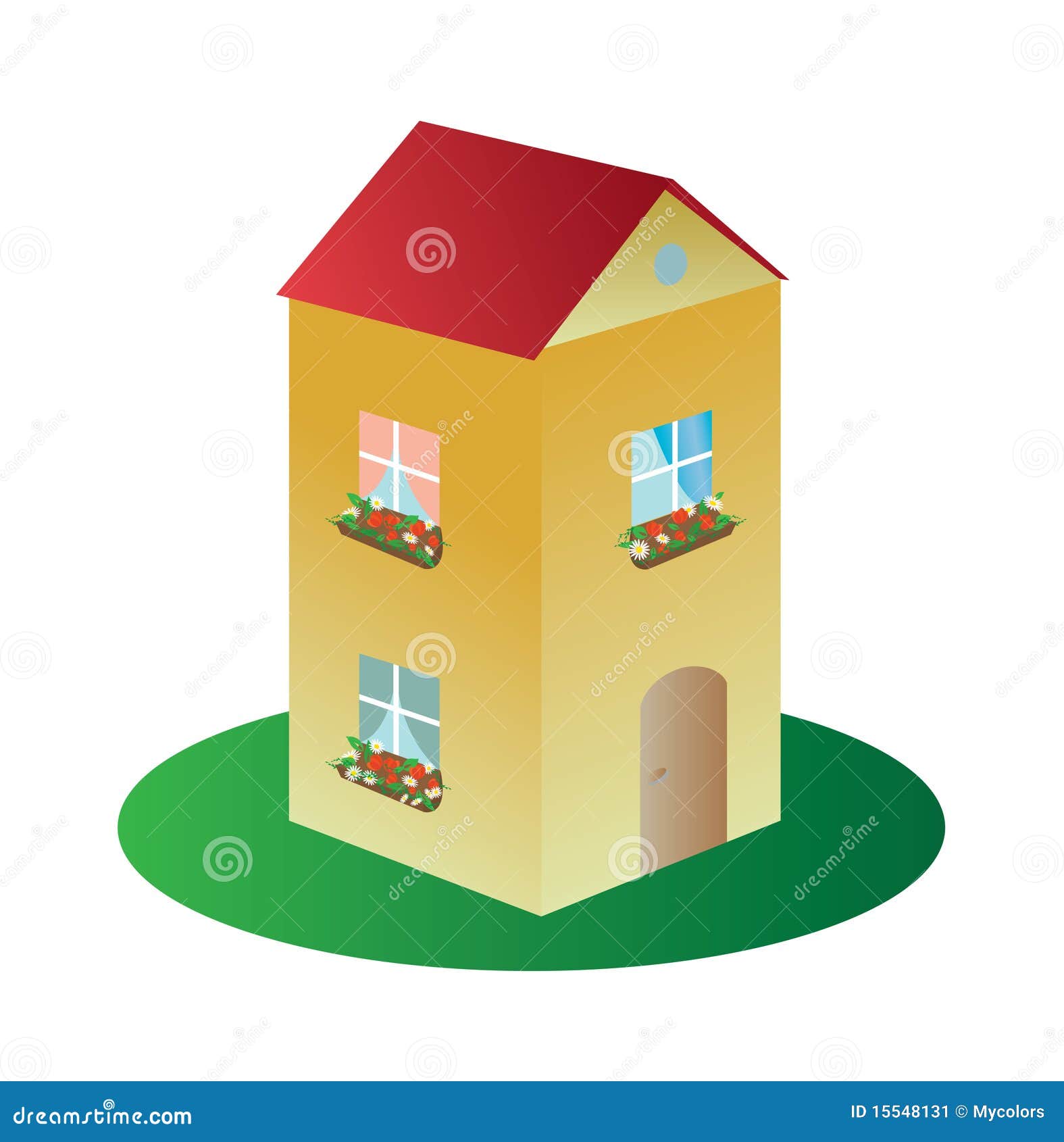 3d Vector House with Flowers Stock Vector Illustration of facade